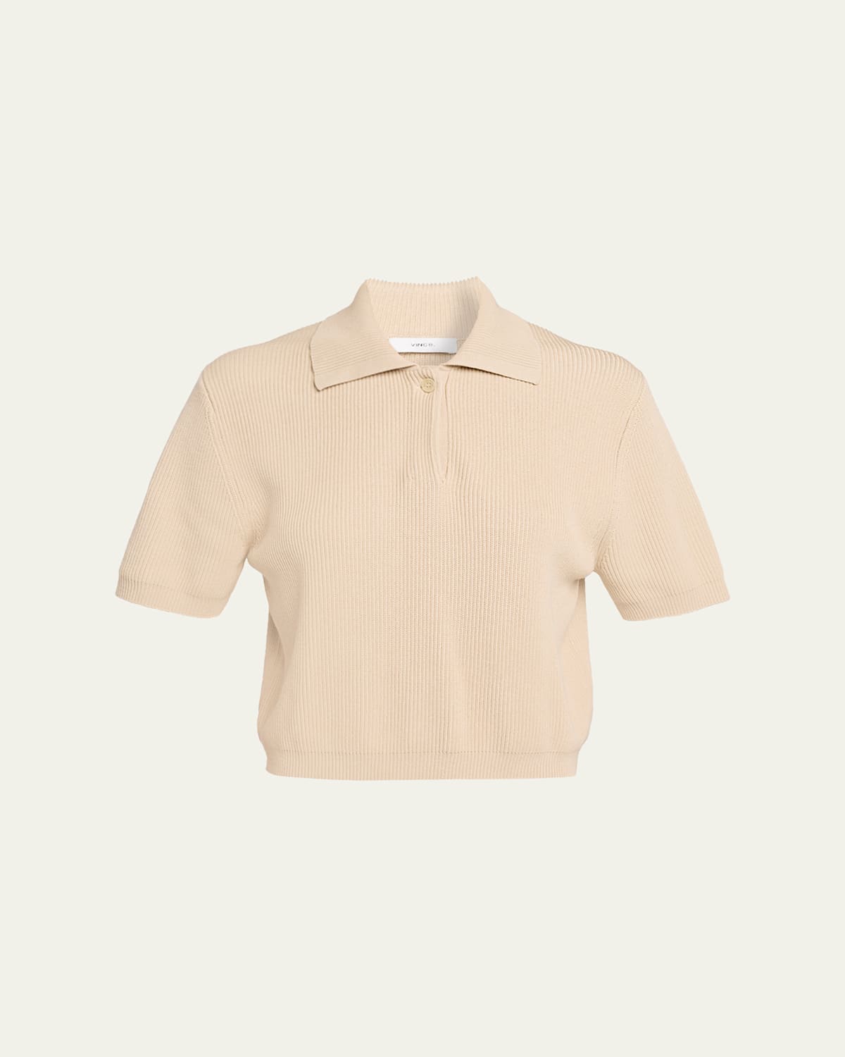 Vince Ribbed Short Sleeve Polo Sweater In Gold