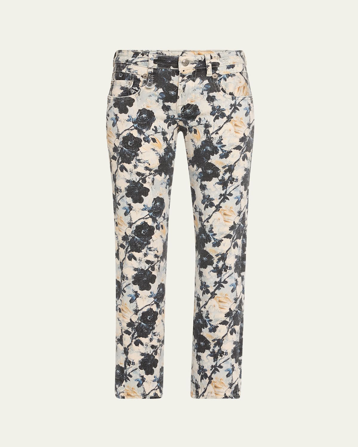 R13 Boy Straight Floral Jeans In Multi