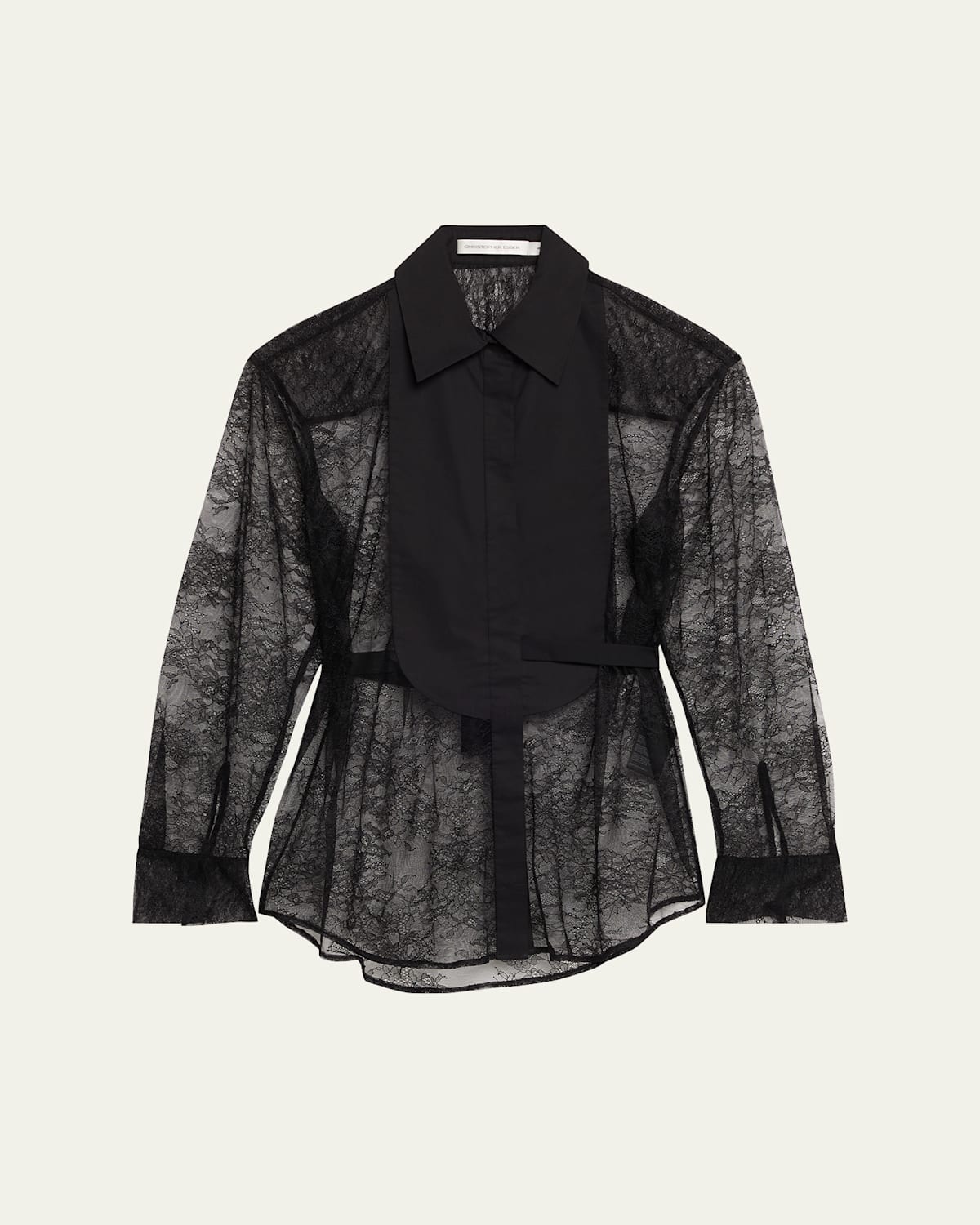 Christopher Esber Lace Tuxedo Shirt In Black