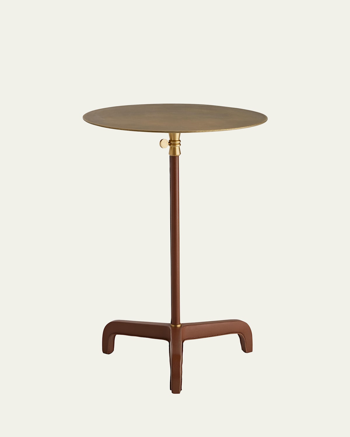 Arteriors Addison Adjustable Leather Accent Table In Cognac