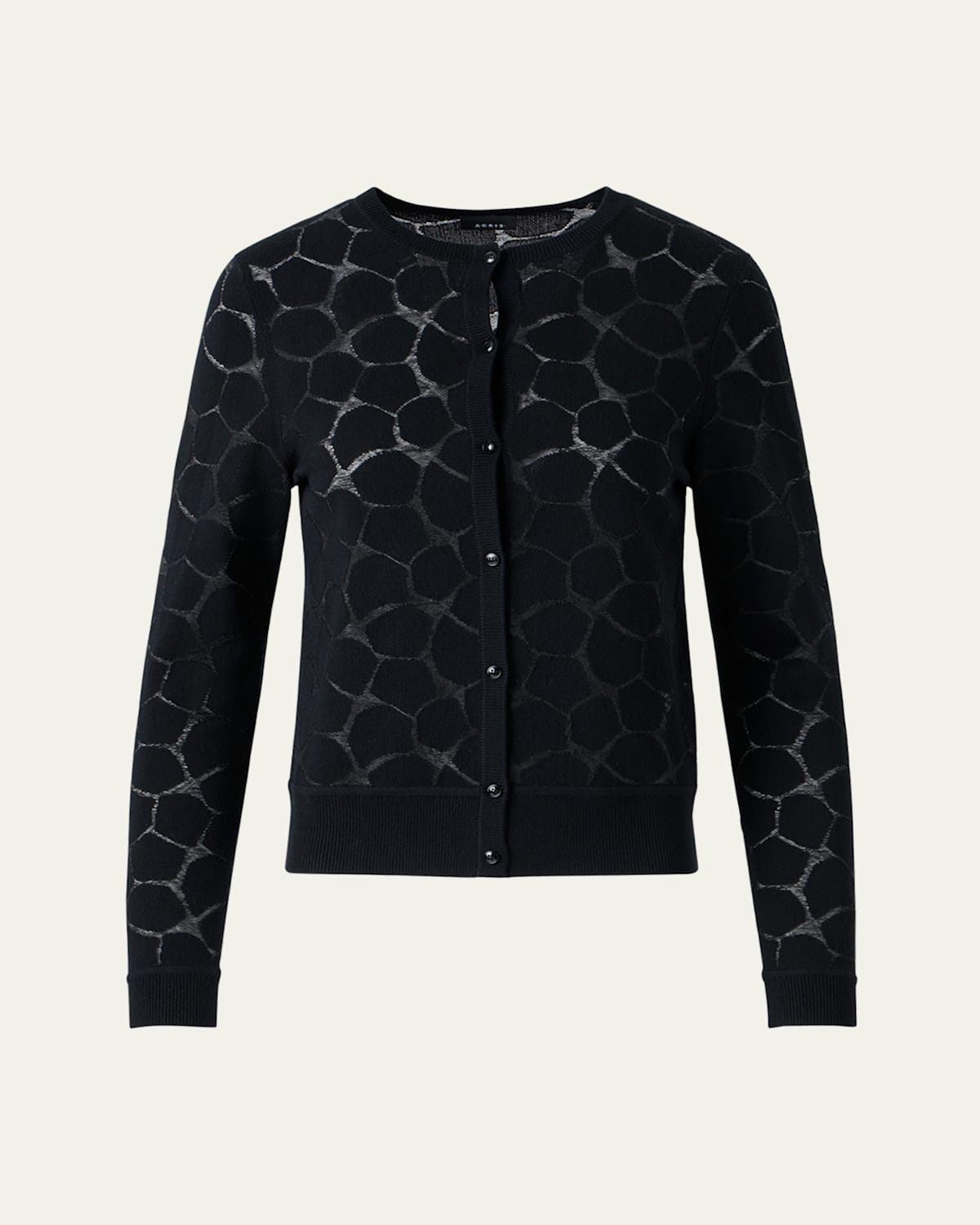 Akris Broken Stone Jacquard Wool-silk Cardigan In Black