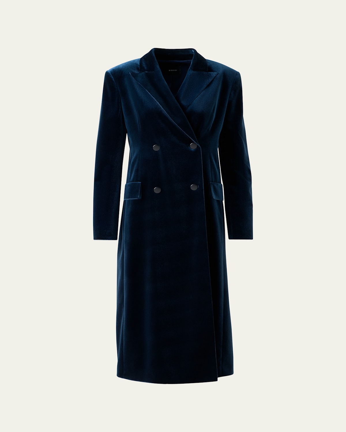 Akris Edine Double-breasted Long Velvet Coat In Black
