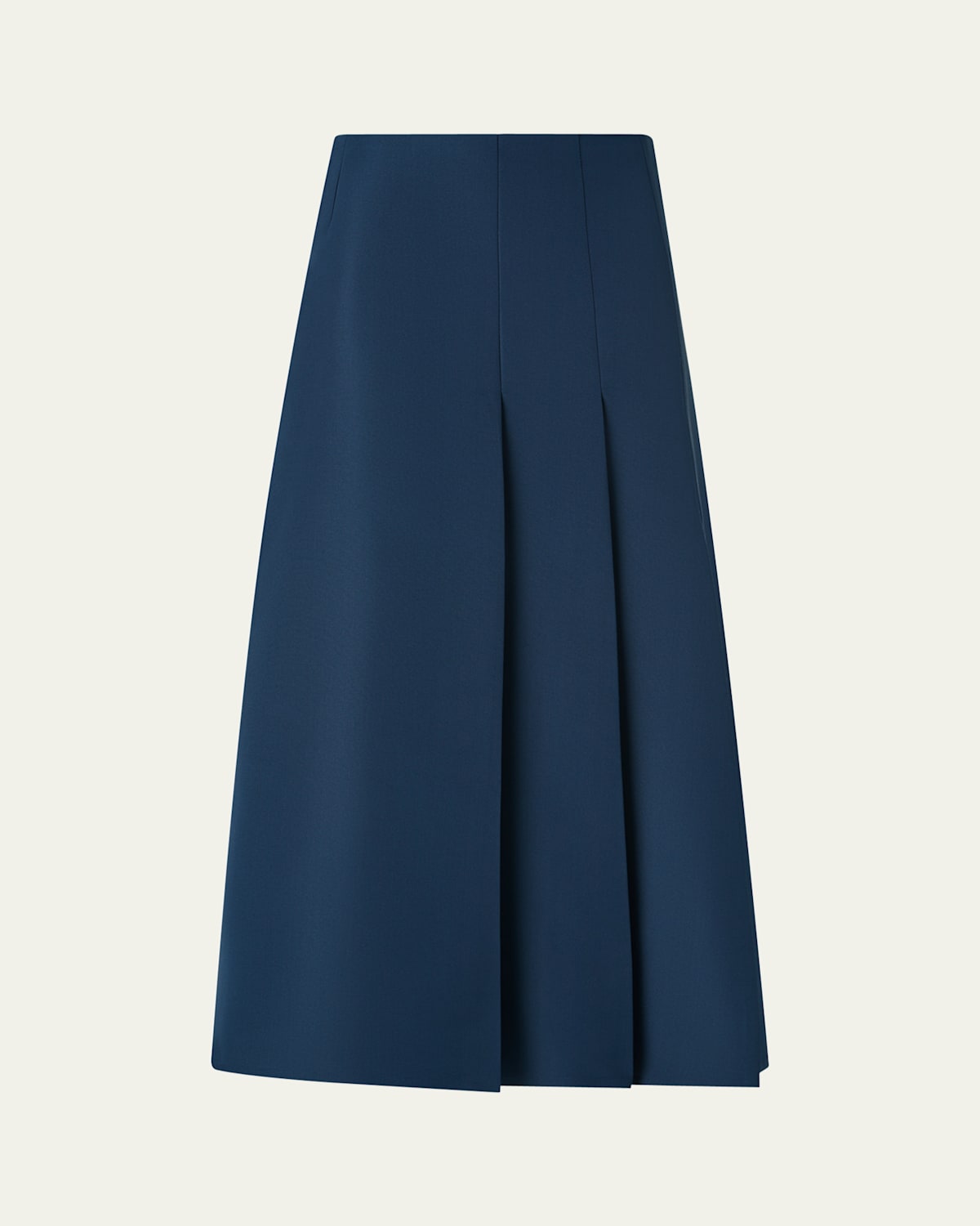 Akris Pleated Ottoman Silk Midi A-line Skirt In Blue