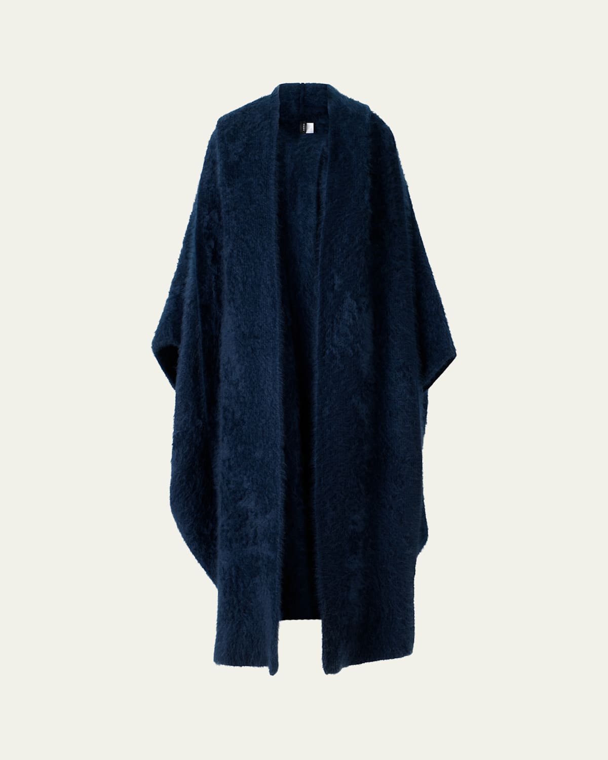 Akris Brushed Cashmere Hooded Long Cape Coat In Blue