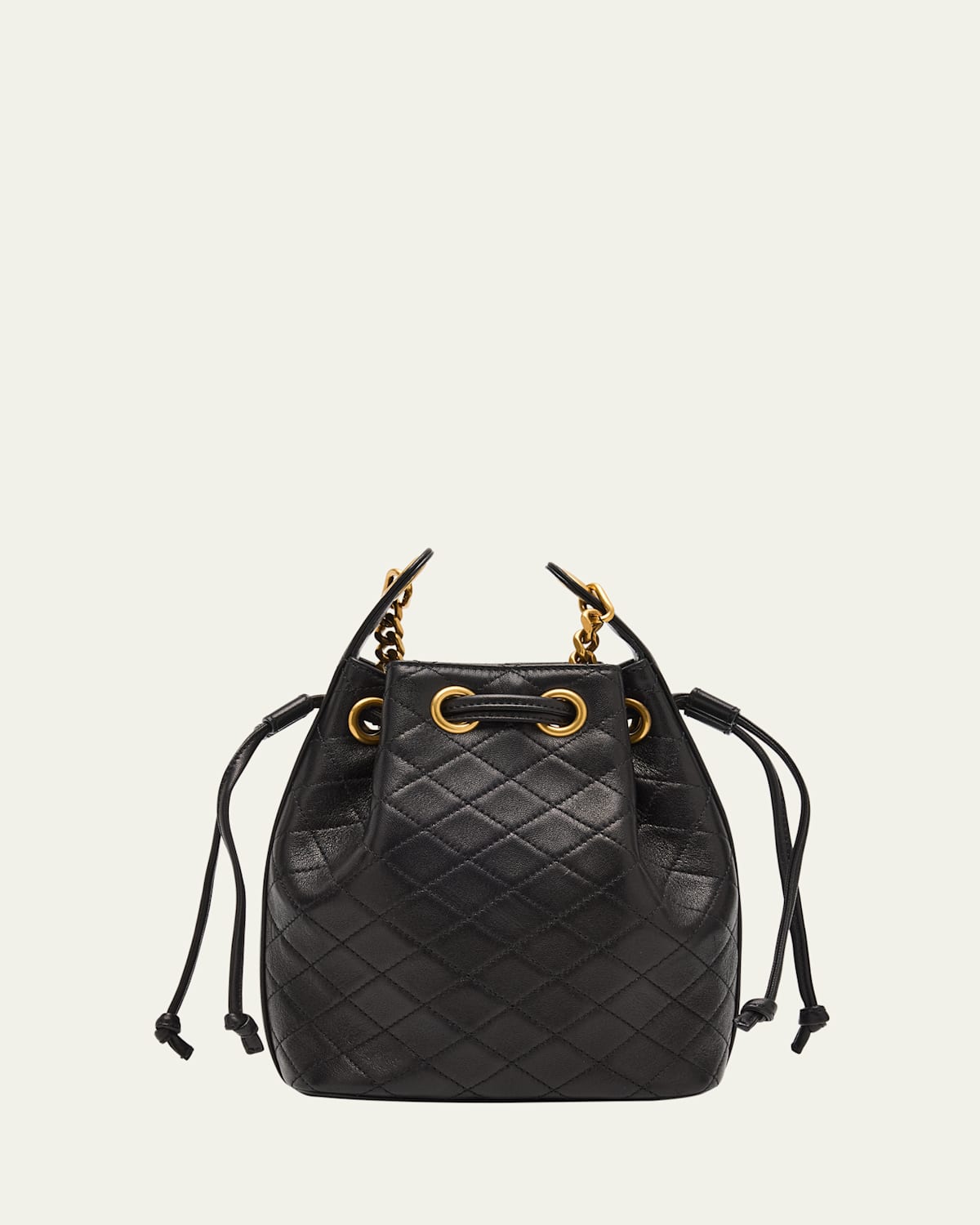 Saint Laurent Cassandra Small Ysl Bucket Bag In Quilted Leather In Black