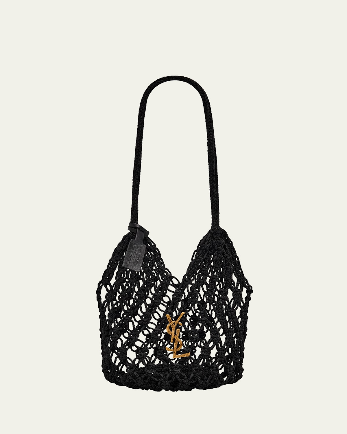 Saint Laurent Small Ysl Crochet Shopper Tote Bag In Black