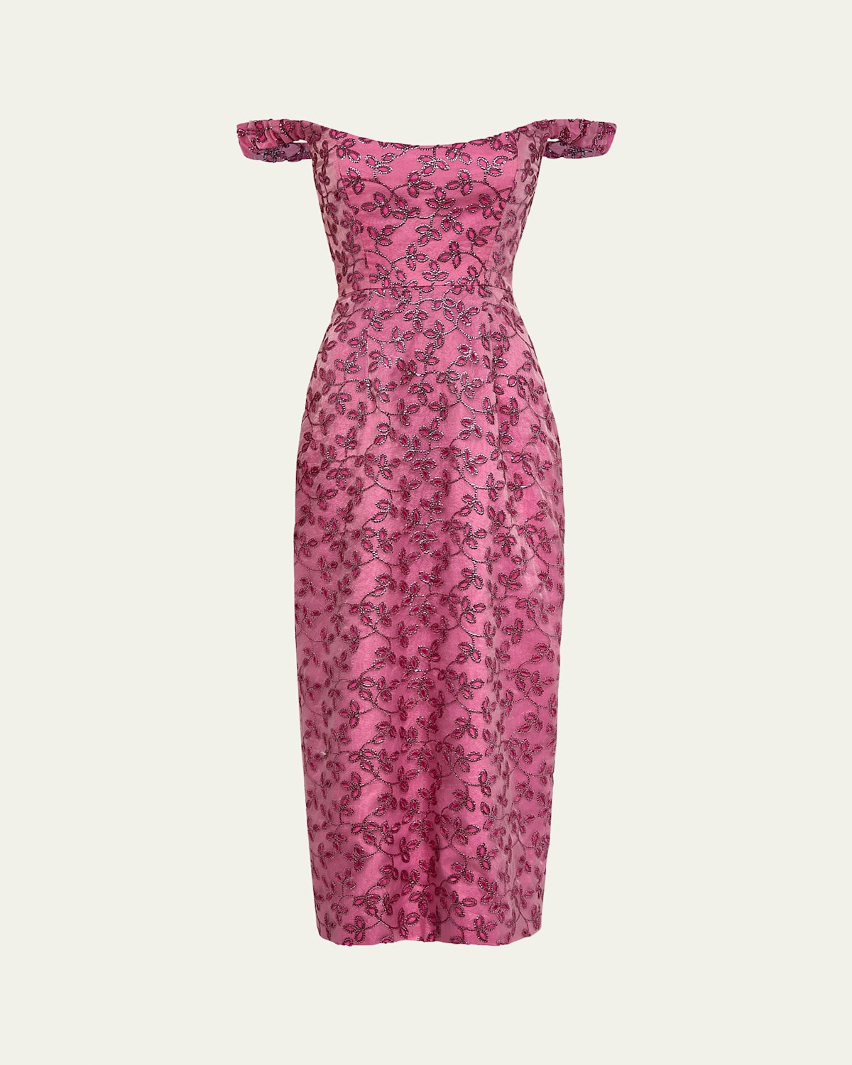 Amina Floral Sequined Off-Shoulder Midi Dress