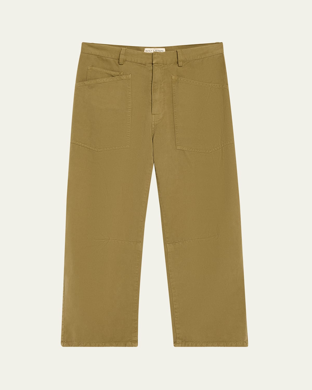 Nili Lotan Shon Olive Green Barrel-leg Ankle Pants
