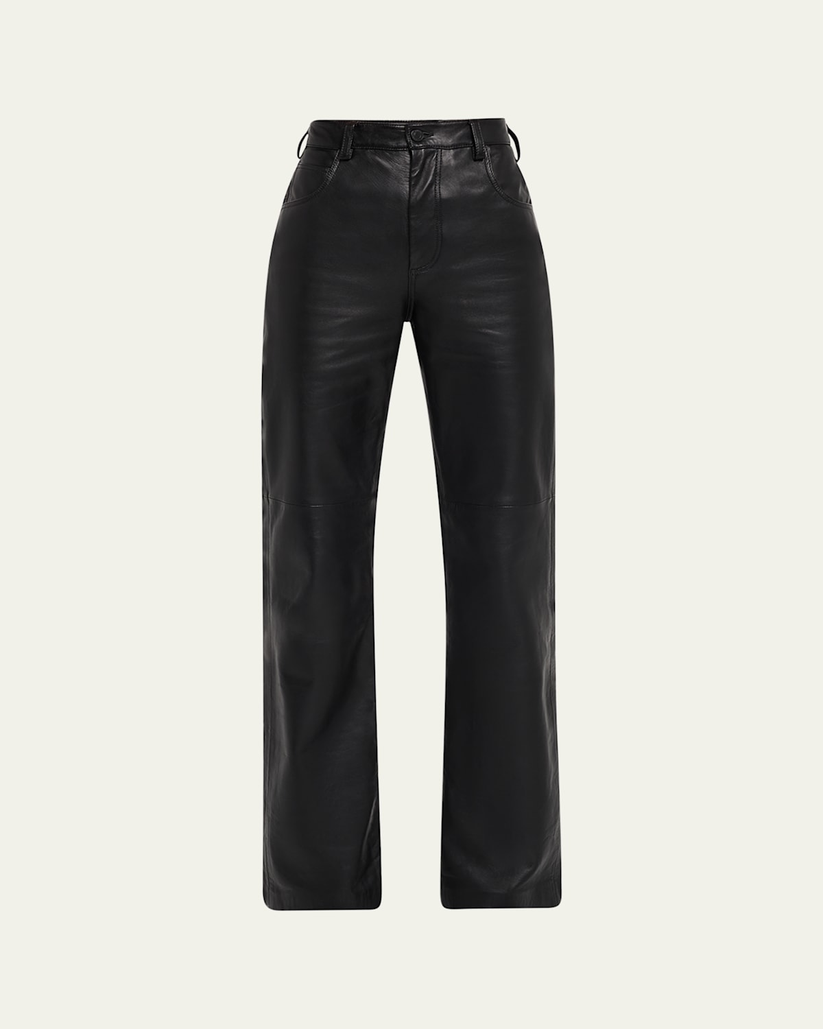 Nili Lotan Joan Leather Straight-leg Pants In Black