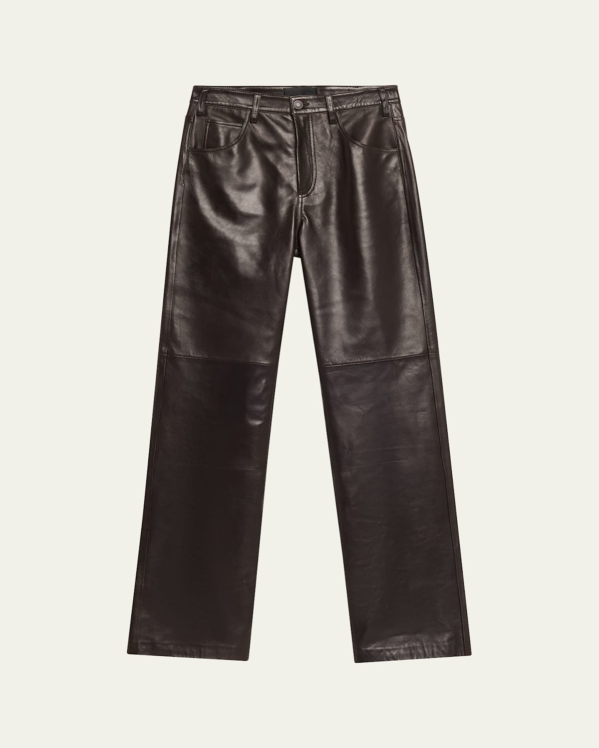 Nili Lotan Joan Leather Straight-leg Pants In Brown