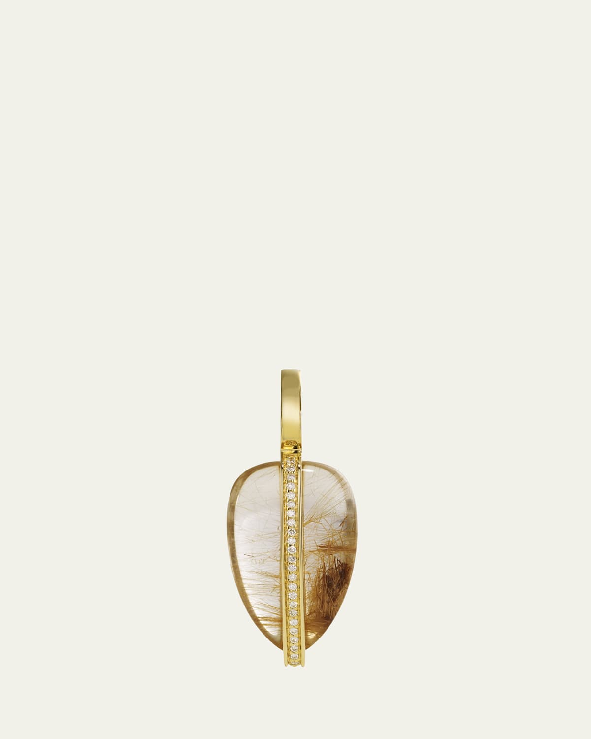 Small Diamond and Rutilated Quartz Pebble Pendant