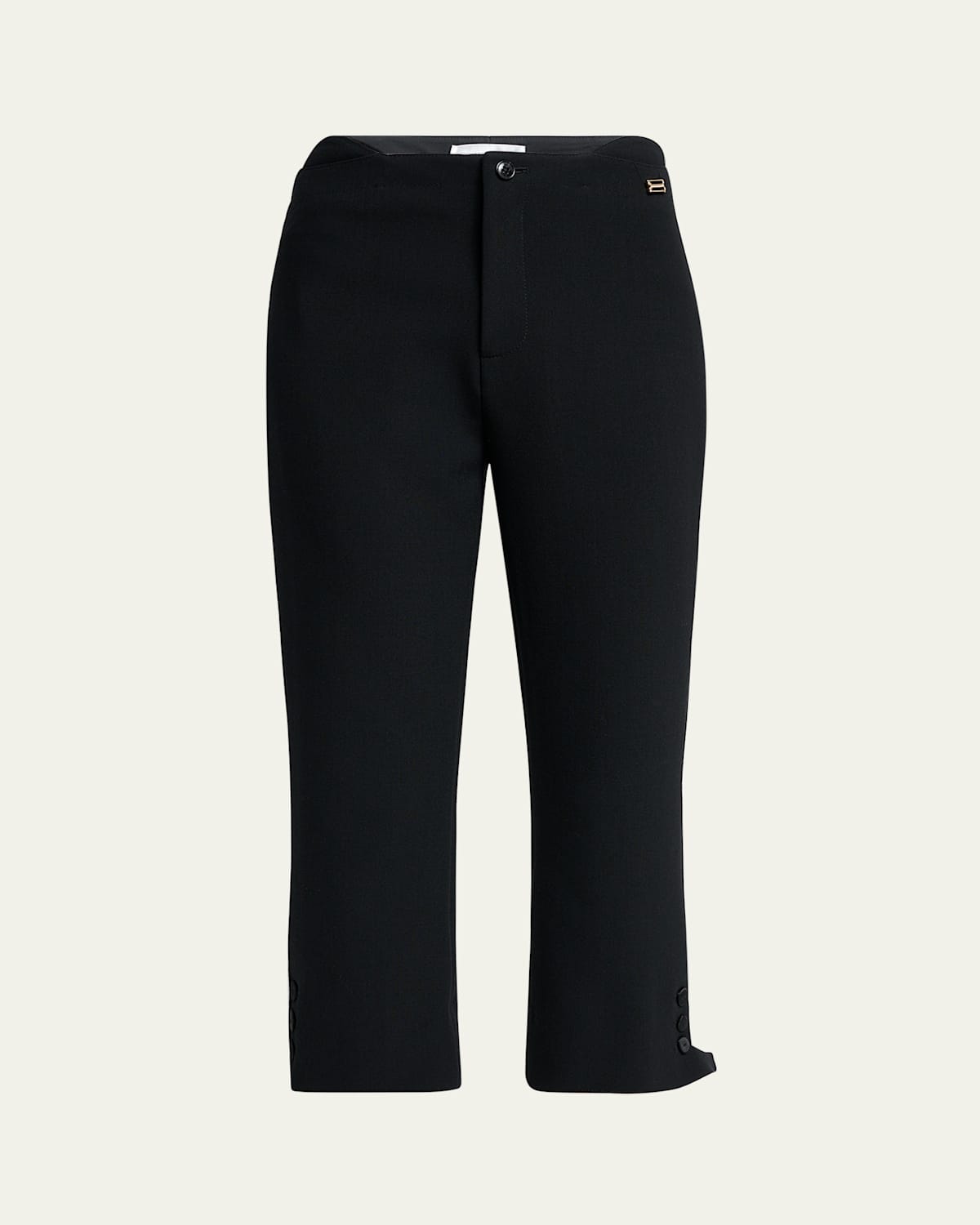 Victoria Beckham Buttoned Cuff Cropped Wool Trousers In Black