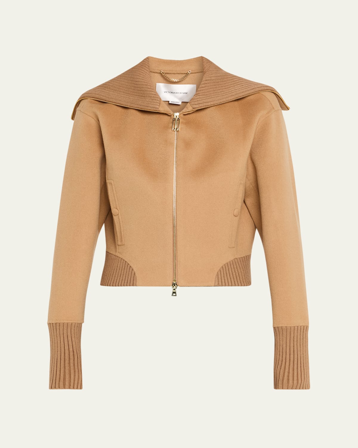 Victoria Beckham Double Faced Wool-cashmere Bomber Jacket In Brown