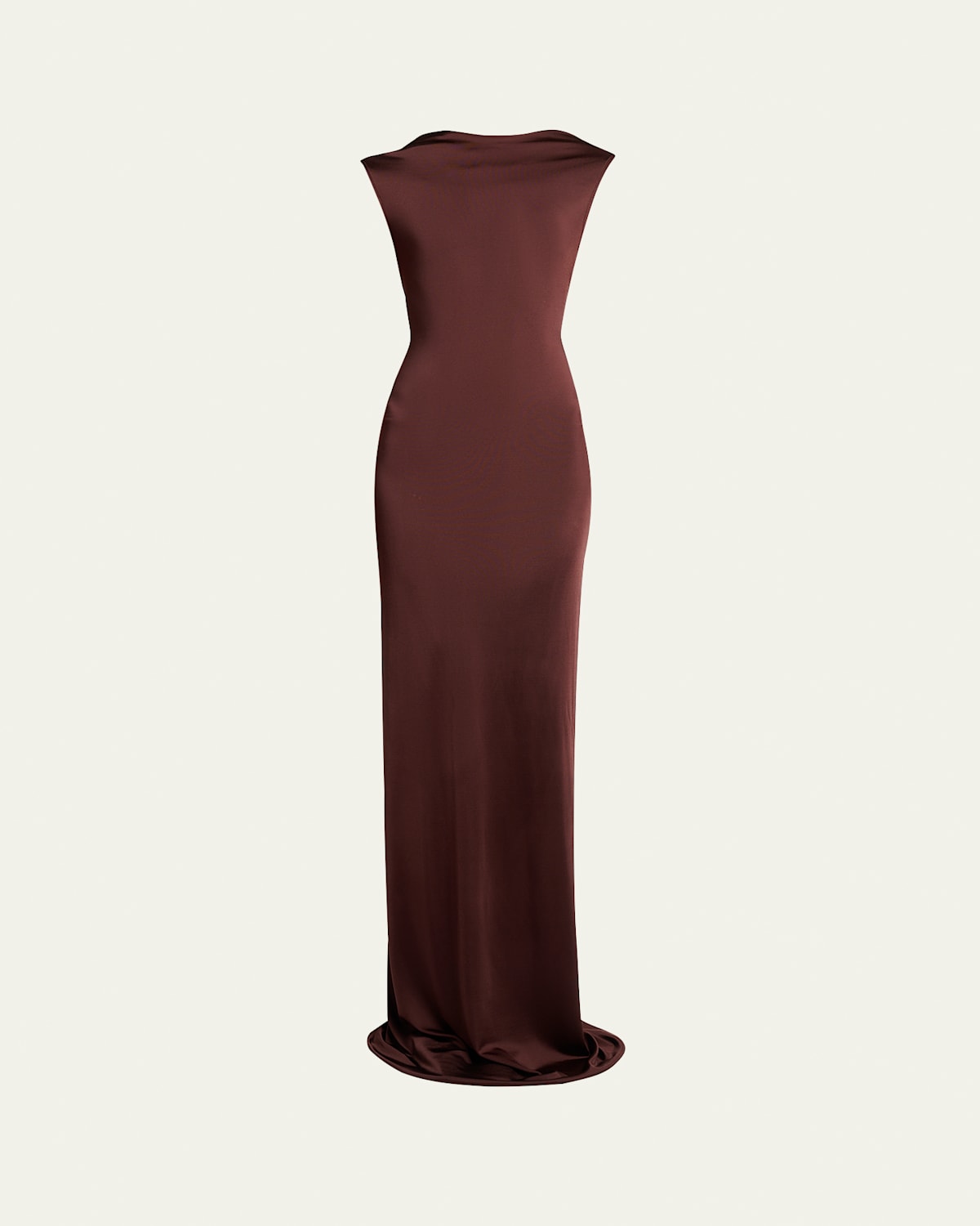 Victoria Beckham Draped Cutout Twist-back Column Gown In Brown