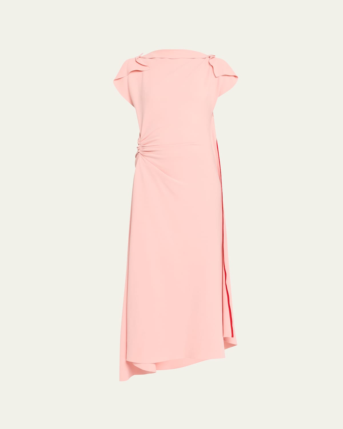 Victoria Beckham Drape Sleeve Midi Dress In Pink