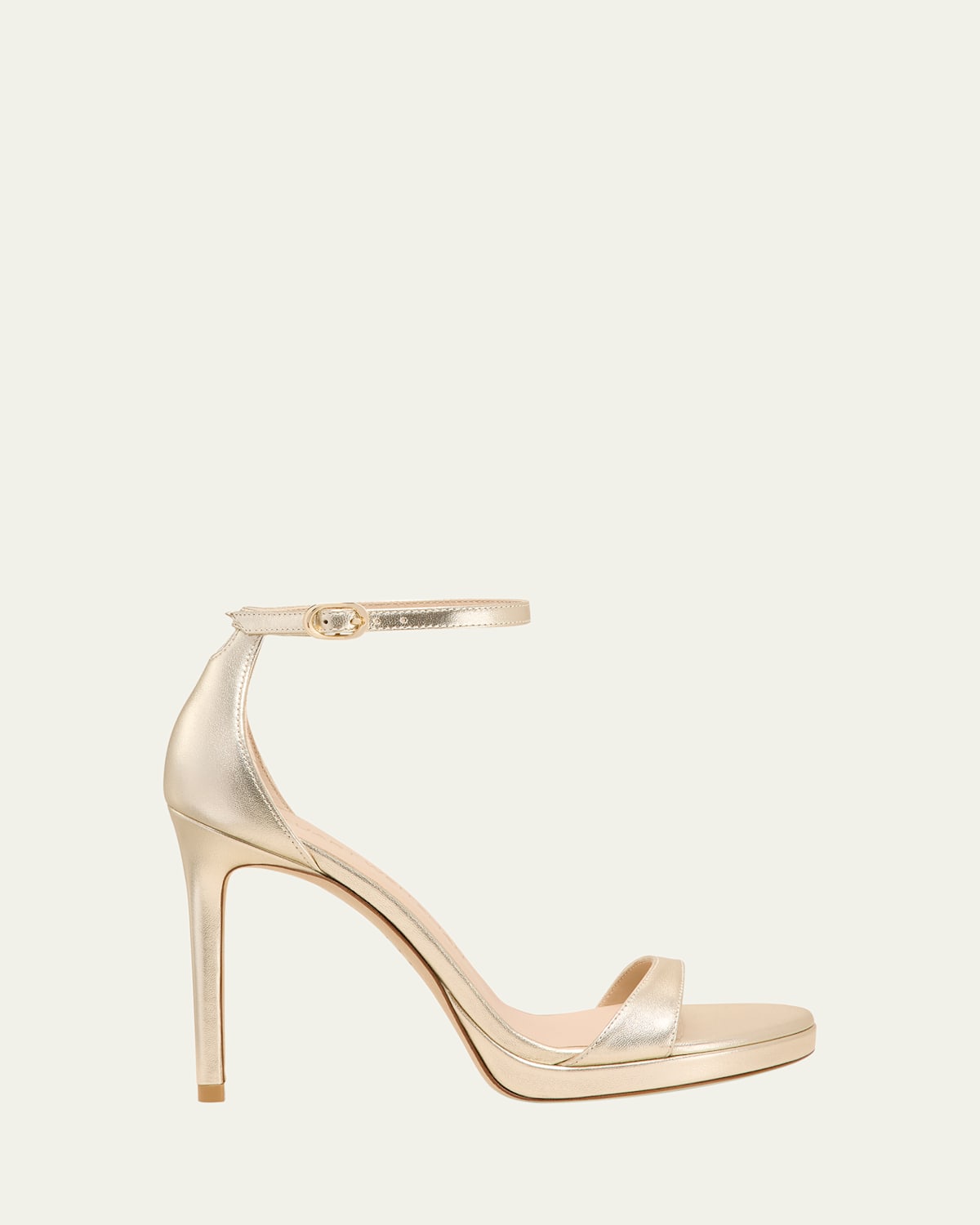 Stuart Weitzman Nudist Metallic Ankle-wrap Platform Sandals