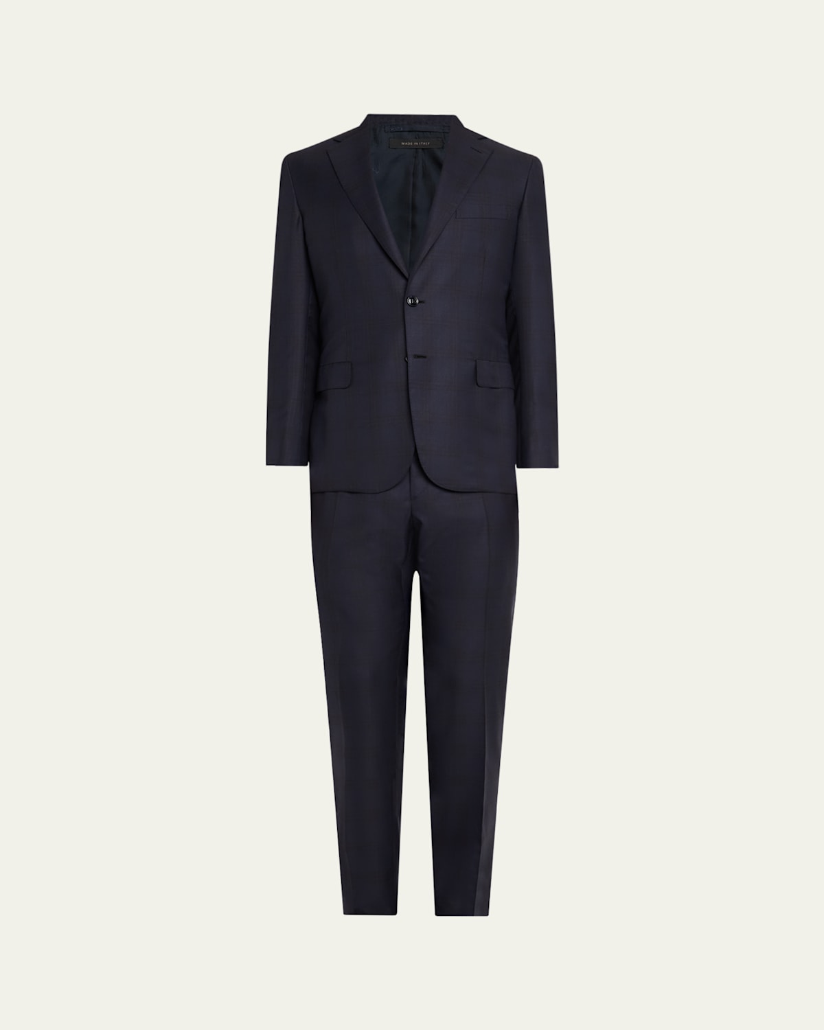 Men's Wool and Silk Tonal Plaid Two-Piece Suit
