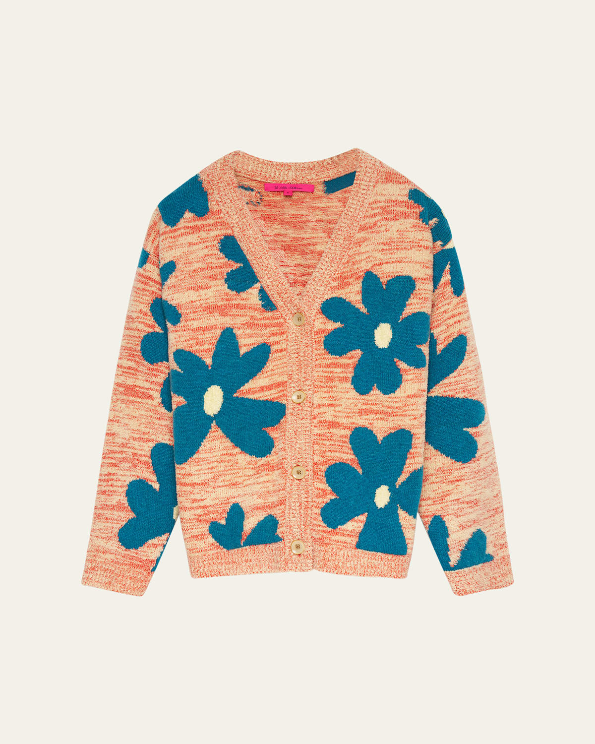 The Elder Statesman Floral Sun And Moon Cashmere V-neck Cardigan In Neutral
