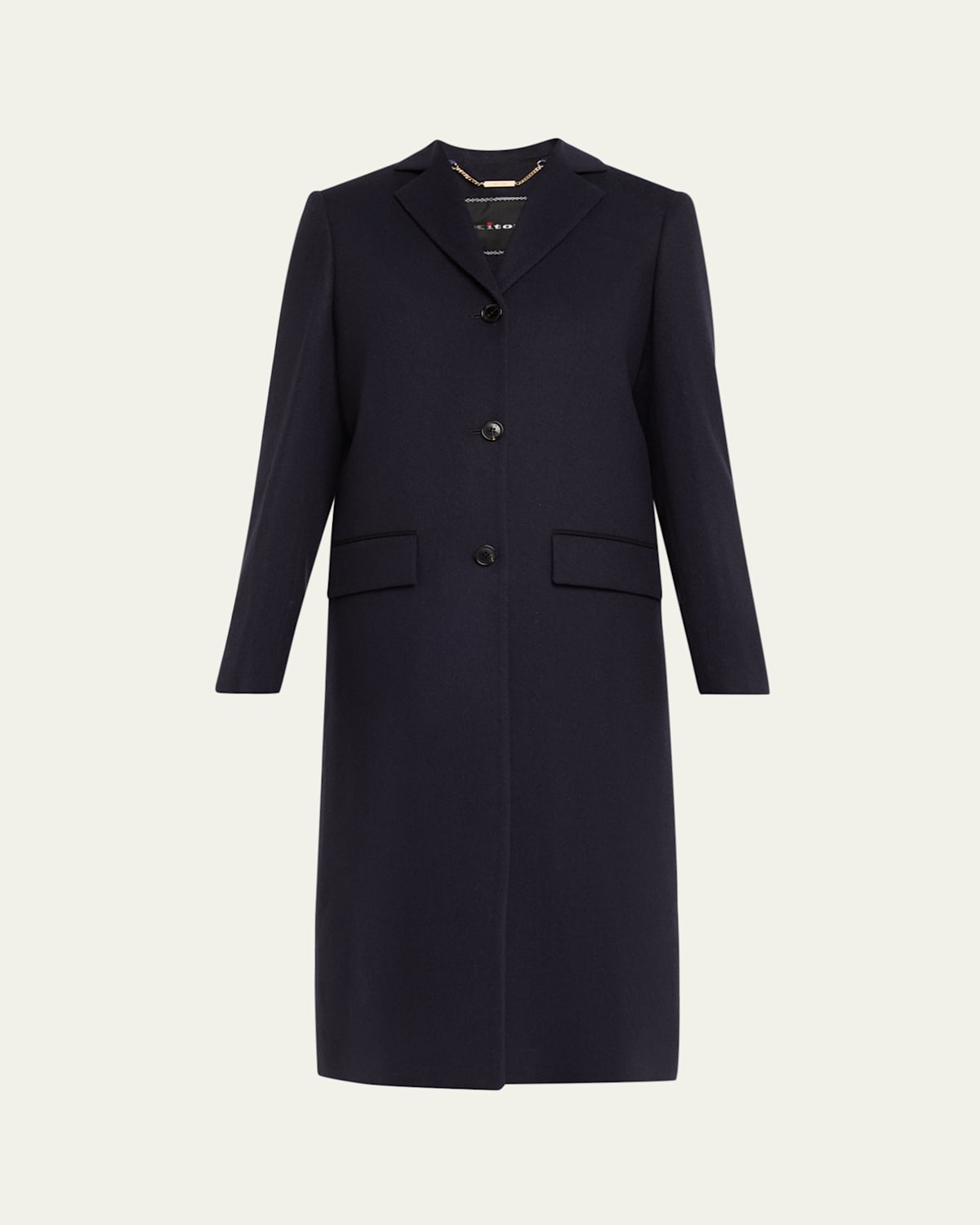 Kiton Cashmere Single-breasted Coat In Blue