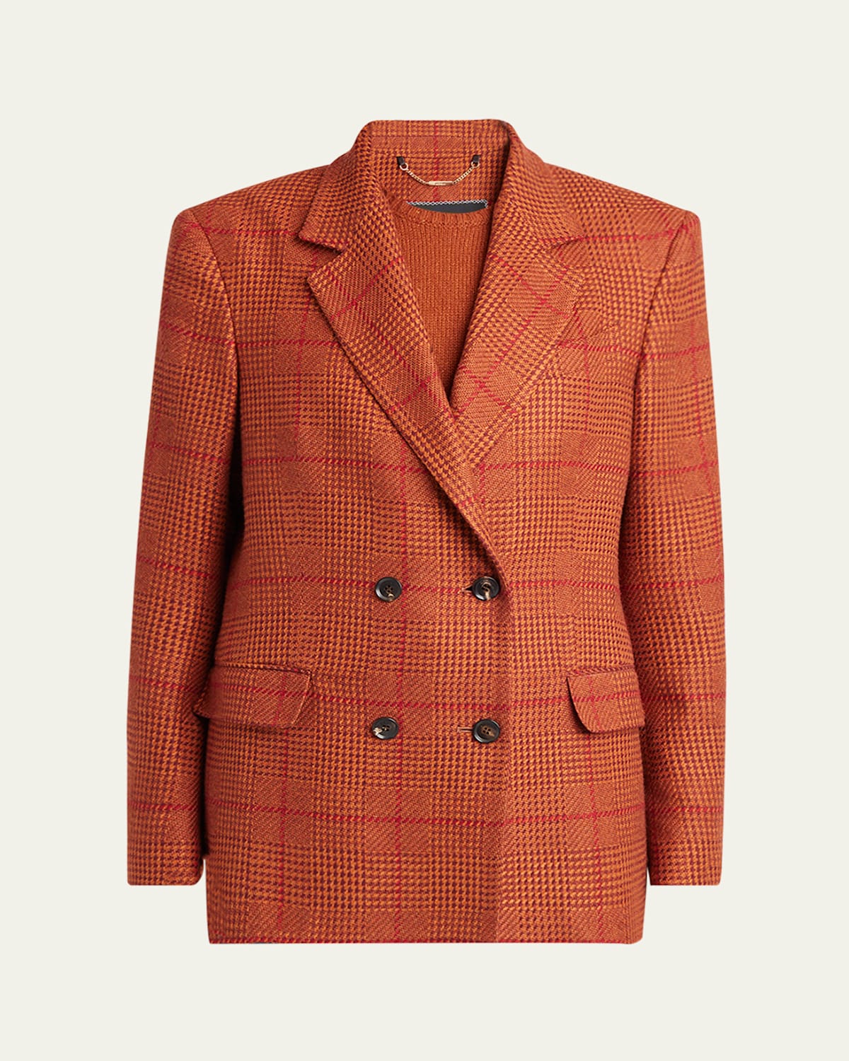 Kiton Prince Of Wales Double-breasted Cashmere Blazer In Multi