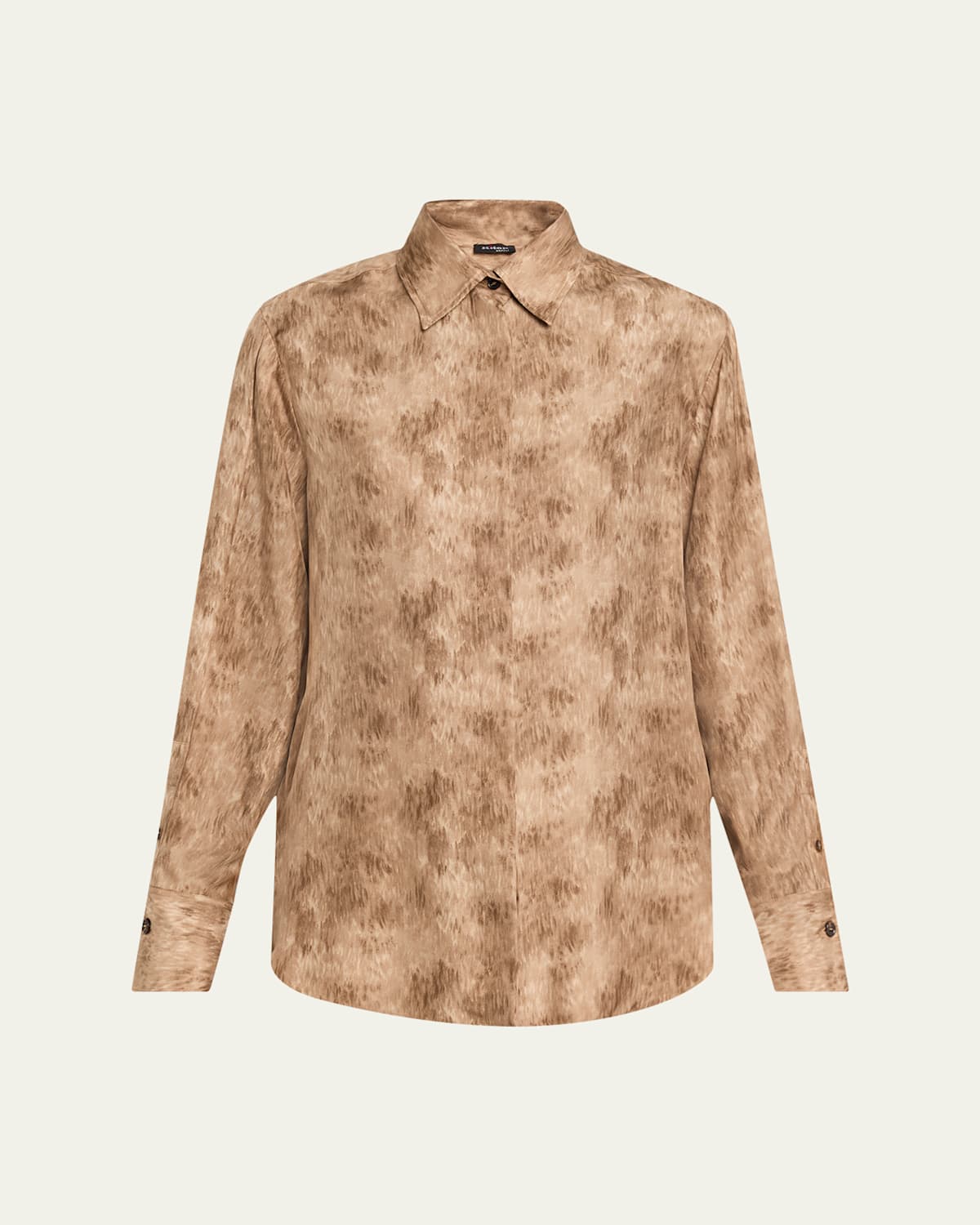 Kiton Silk Long-sleeve Shirt In Brown