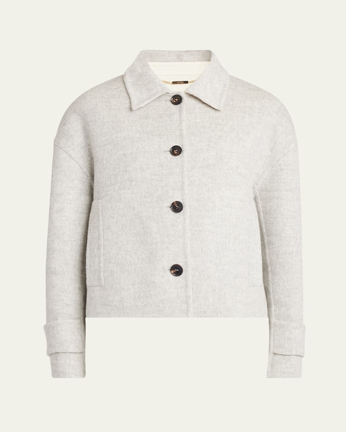 Kiton Cropped Cashmere Jacket In White