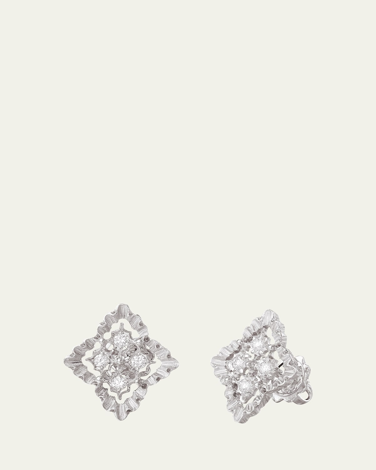 Rombi 18K White Gold Diamond Stud Earrings