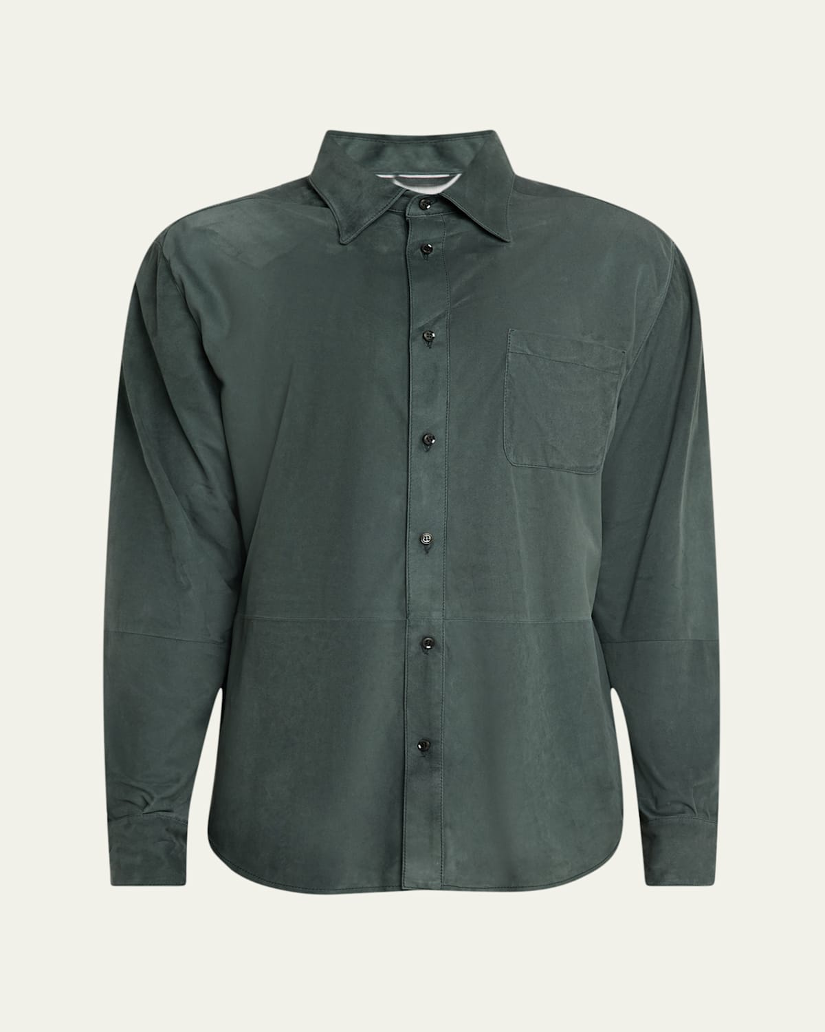 Mandelli Men's Suede Button-front Shirt In Green