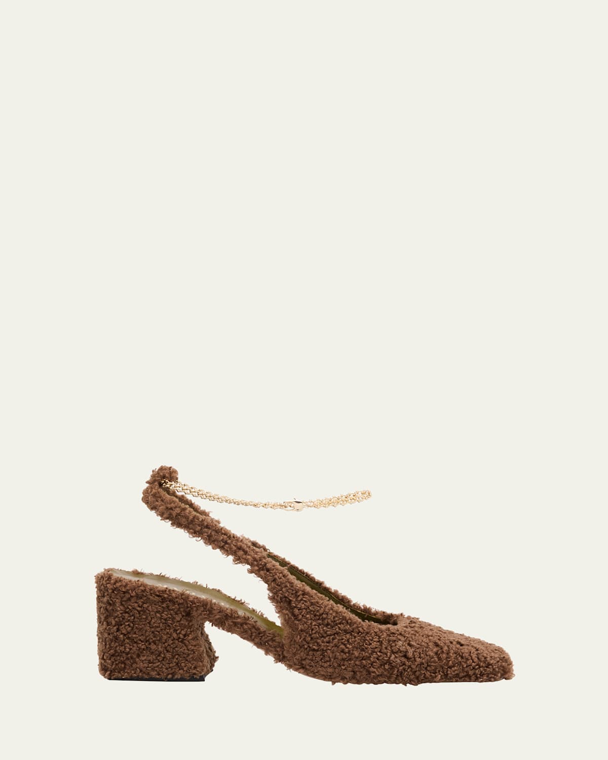 Ilaria Faux Fur Chain Slingback Pumps