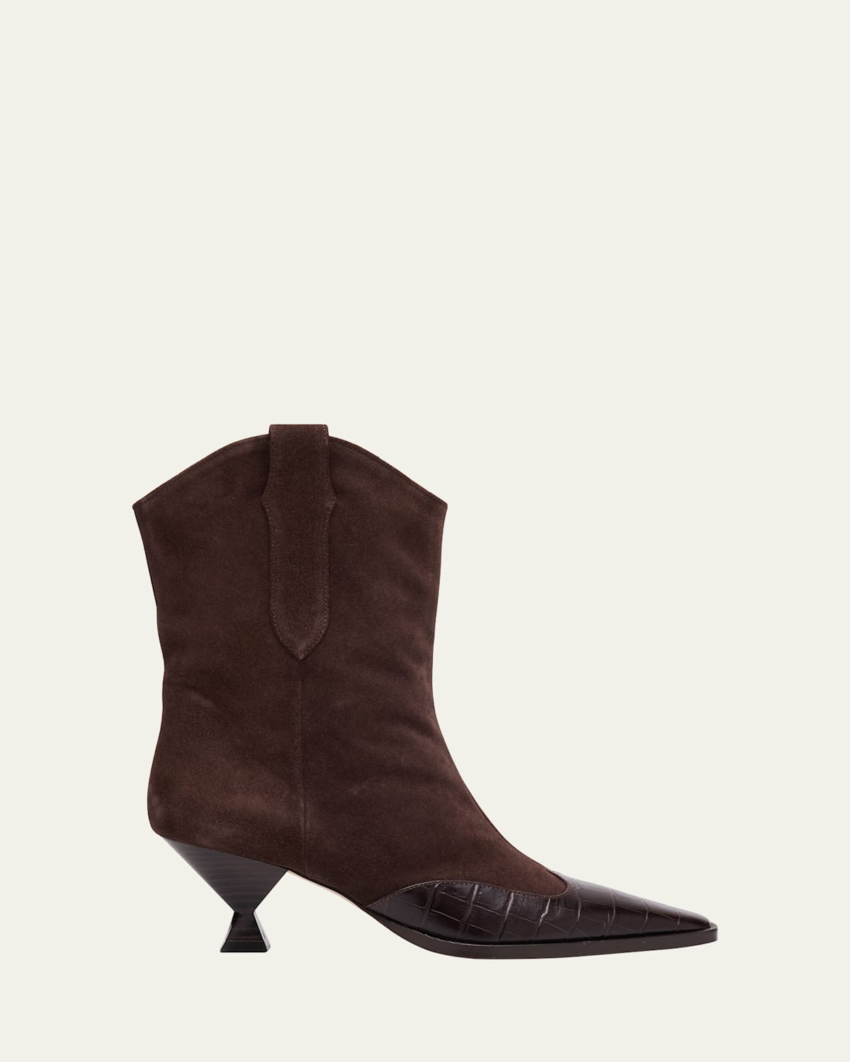 Nila Croco Suede Western Ankle Boots