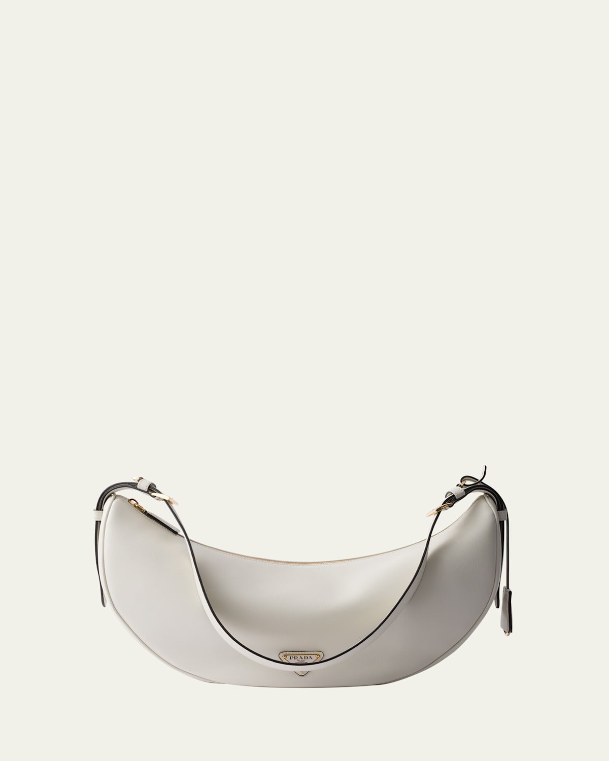 Prada Crescent Soft Grain Leather Shoulder Bag