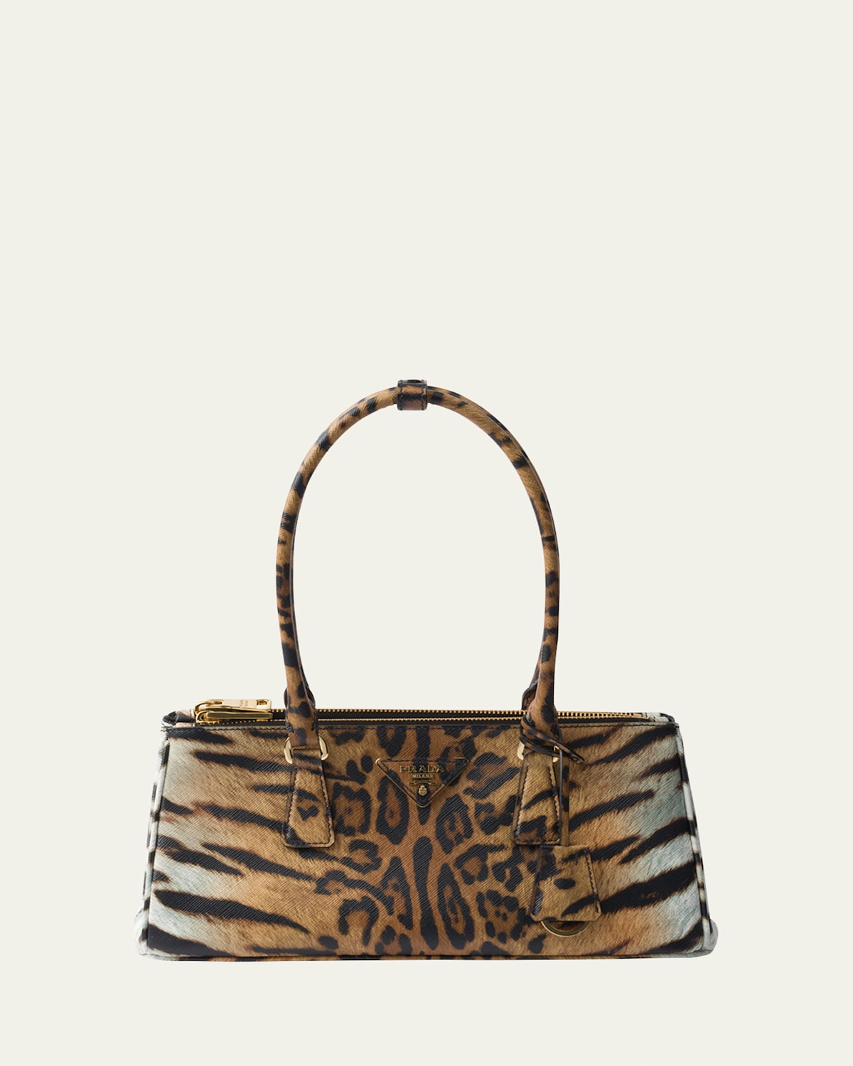 Prada Galleria Animal-print Leather Shoulder Bag