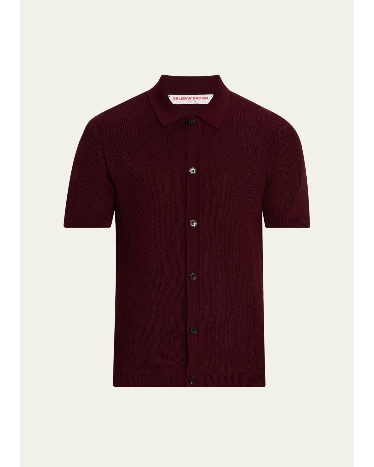 Men'S Classic-Fit Pique Knit Short-Sleeve Shirt