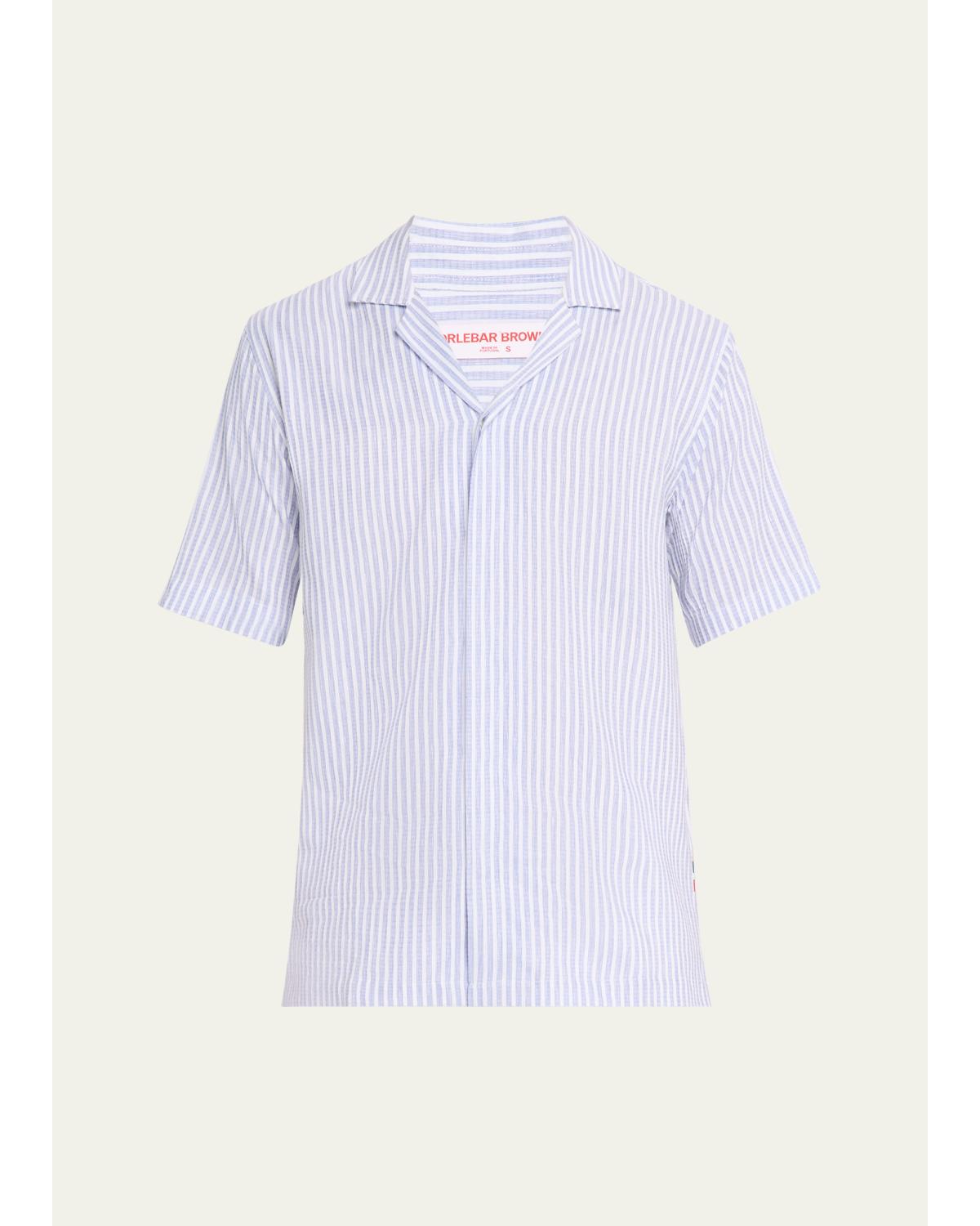 Men'S Maitan Relaxed-Fit Linen Beach Stripe Camp Shirt