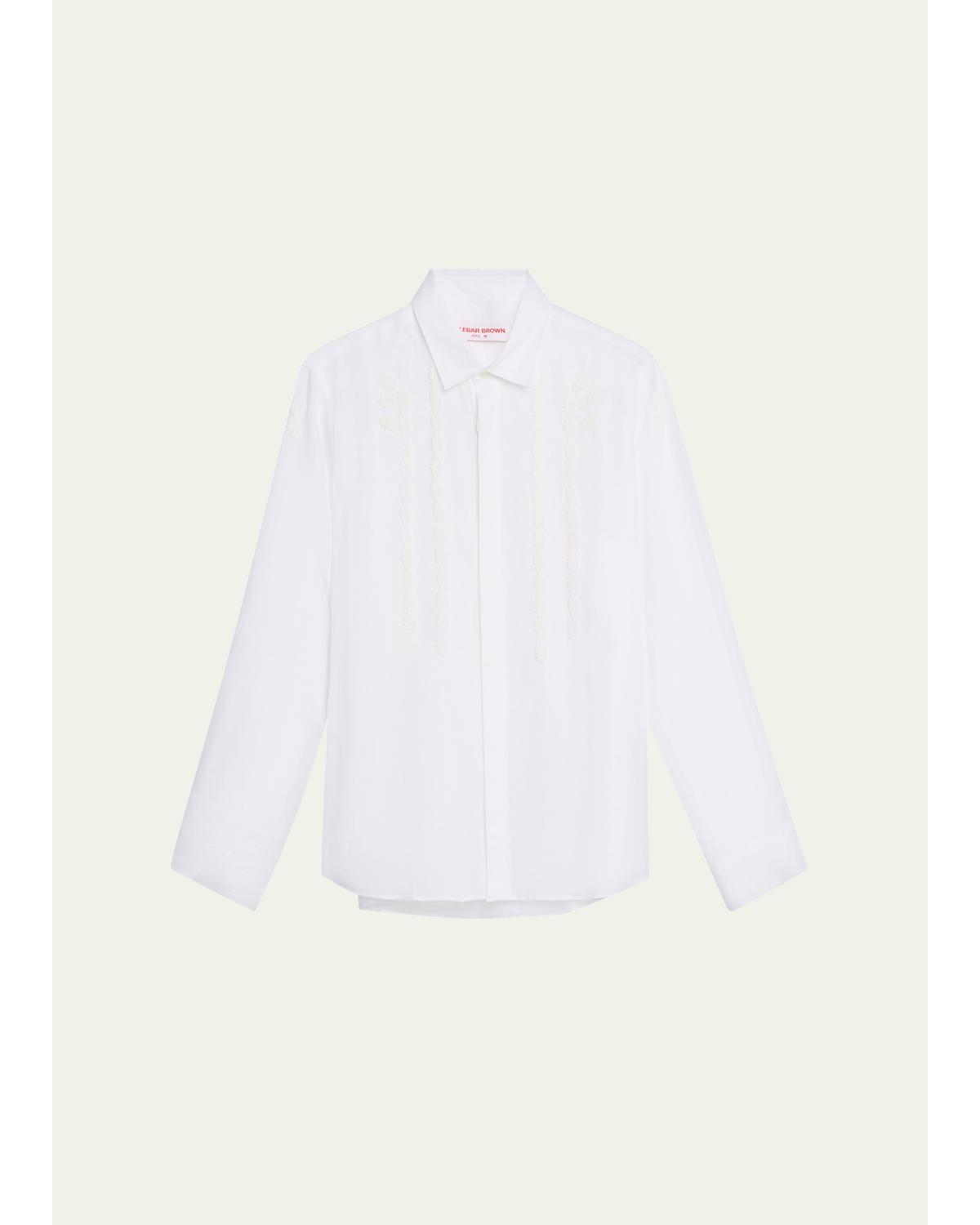 Men'S Giles Linen Applique Tailored-Fit Sport Shirt