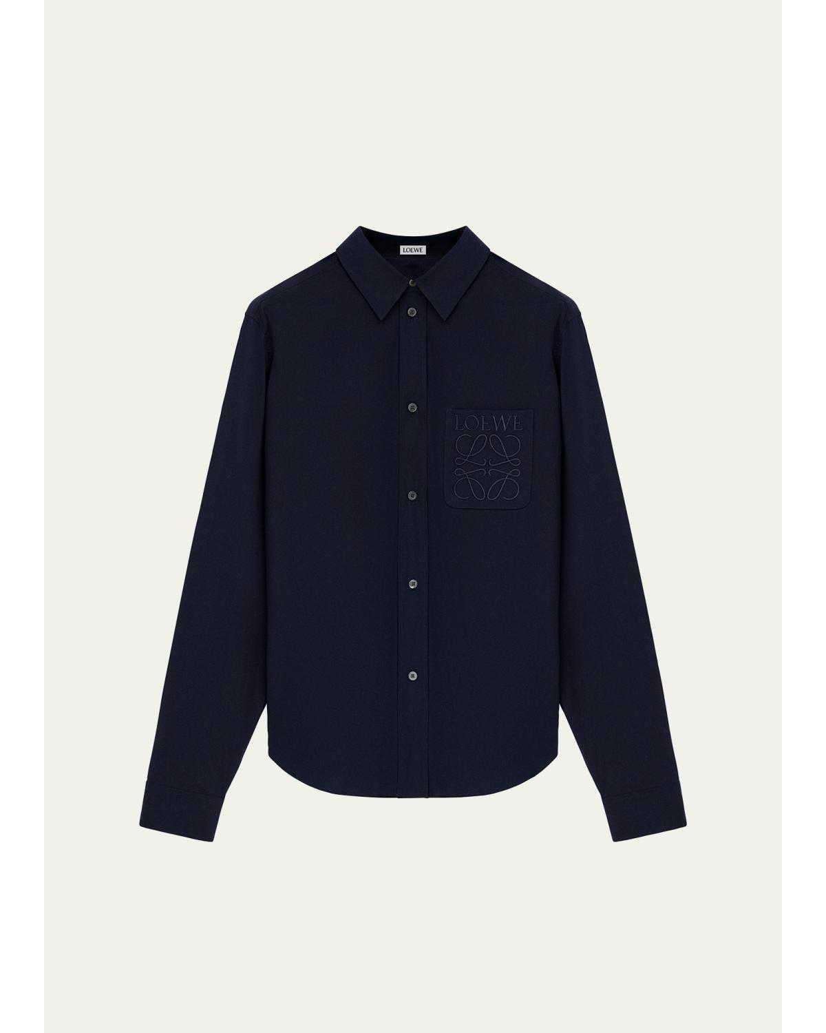 Men'S Poplin Tonal Anagram Pocket Sport Shirt