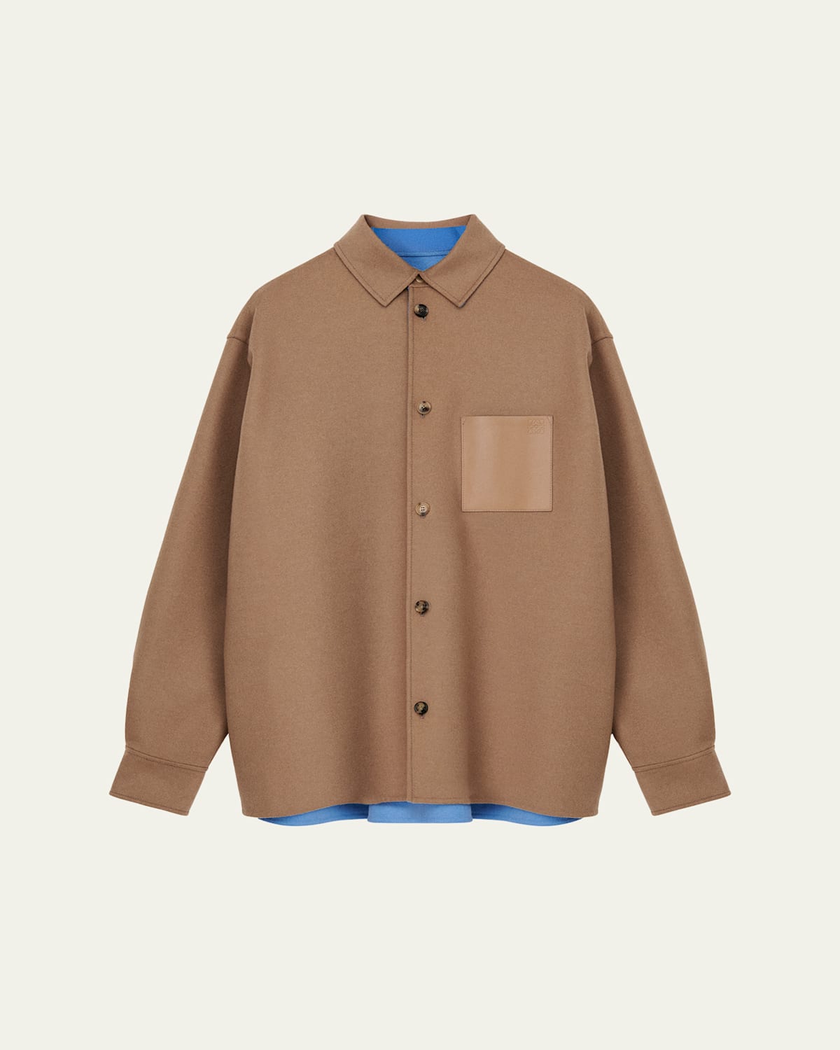 Men's Wool and Cashmere Contrast-Lining Overshirt