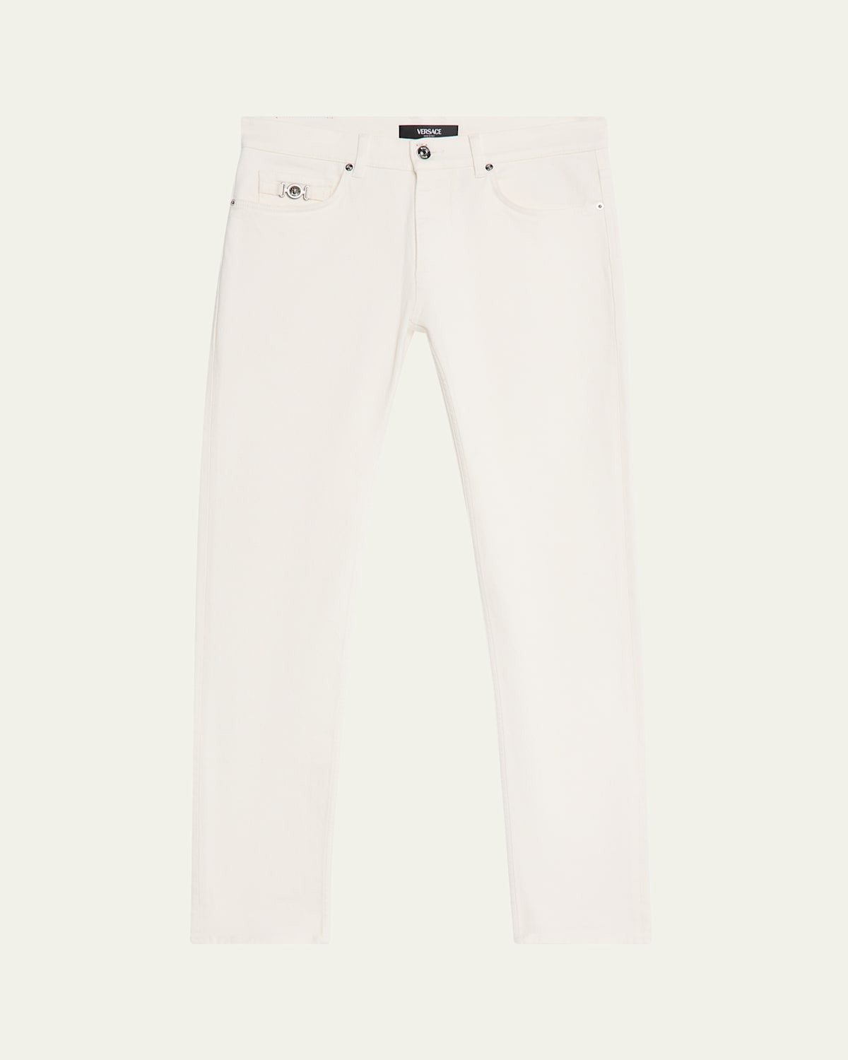 Versace Men's White Denim Straight-leg Jeans