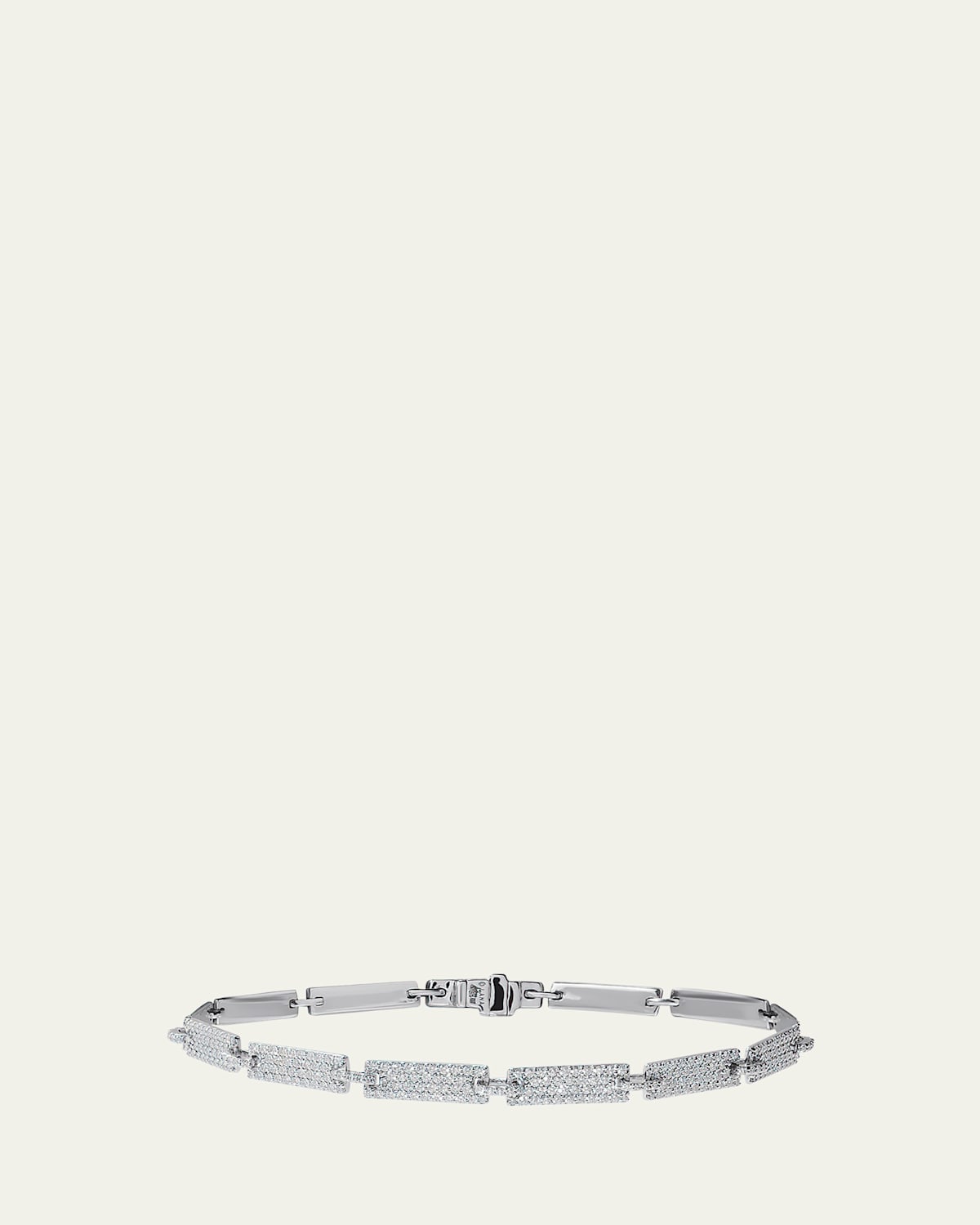 14K White Gold Fancies Curve Link Bracelet with Diamonds, 7"L