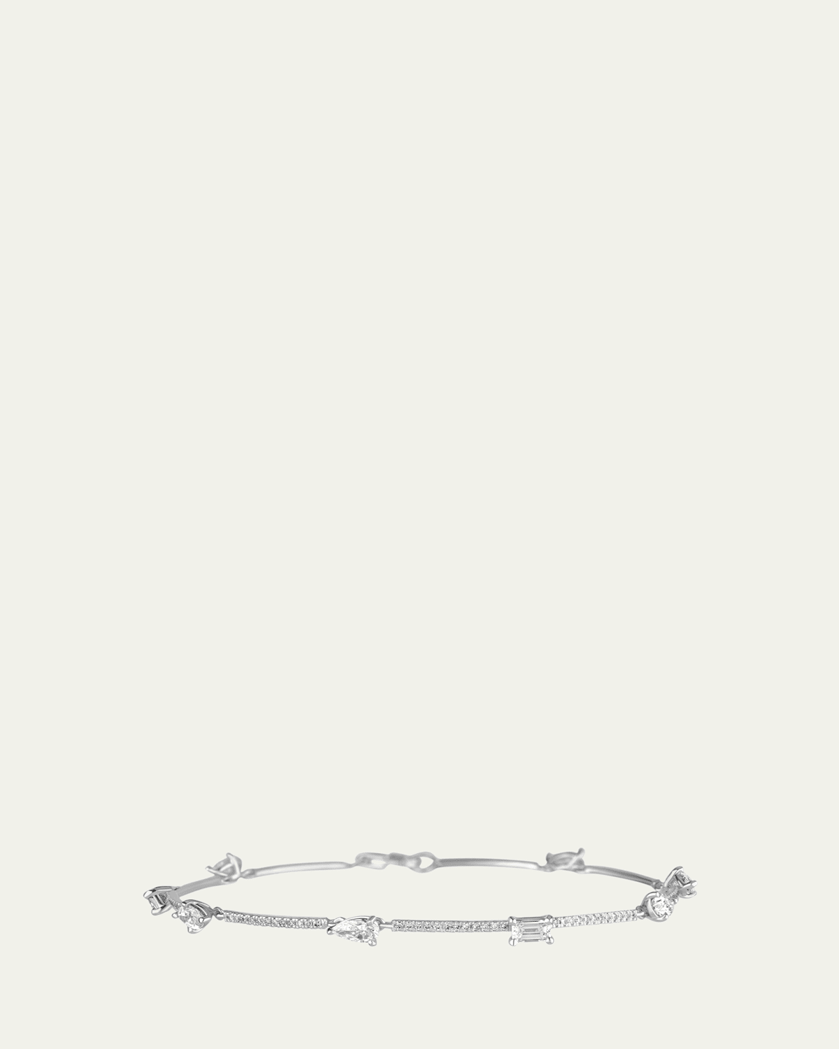 Lana 14K White Gold Fancies Curve Link Bracelet with Diamonds, 7"L