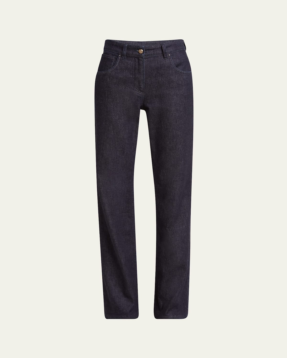 Cotton-Cashmere Denim Straight-Leg Trousers