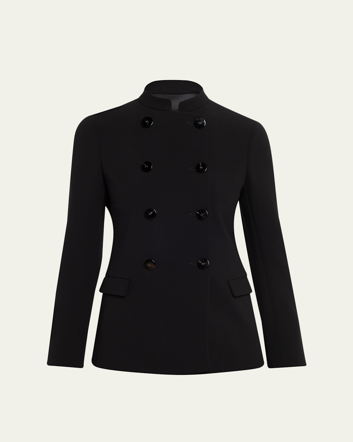 Giorgio Armani Stretch Wool Crepe Double-breasted Blazer In Black