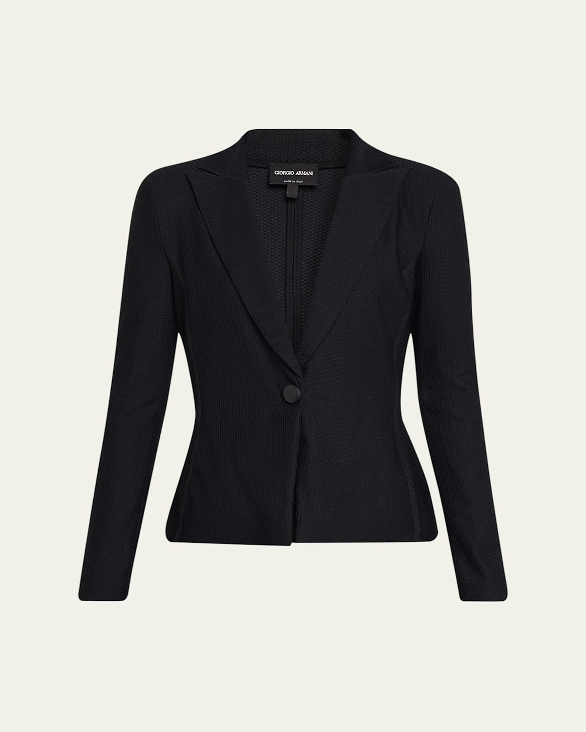 Giorgio Armani Rice Stitch Jersey Single-breasted Jacket In Blue