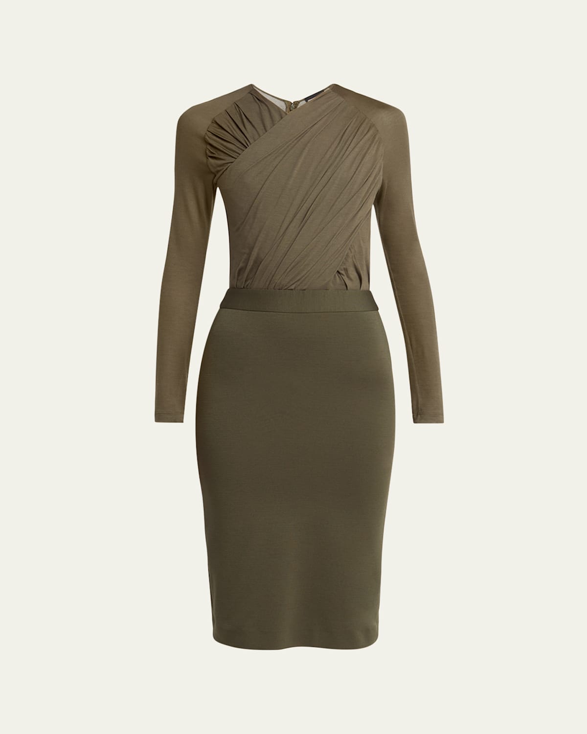 Giorgio Armani Ruched Jersey Long-sleeve Midi Dress In Animal Print