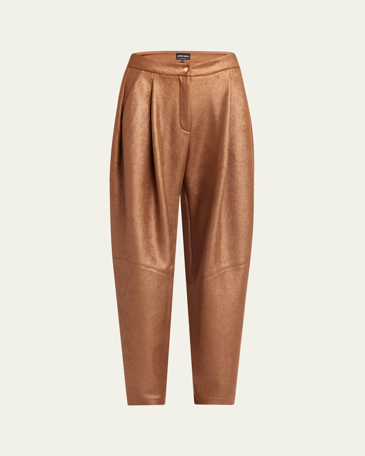 Giorgio Armani Double-sided Jersey Single-pleat Trousers In Brown