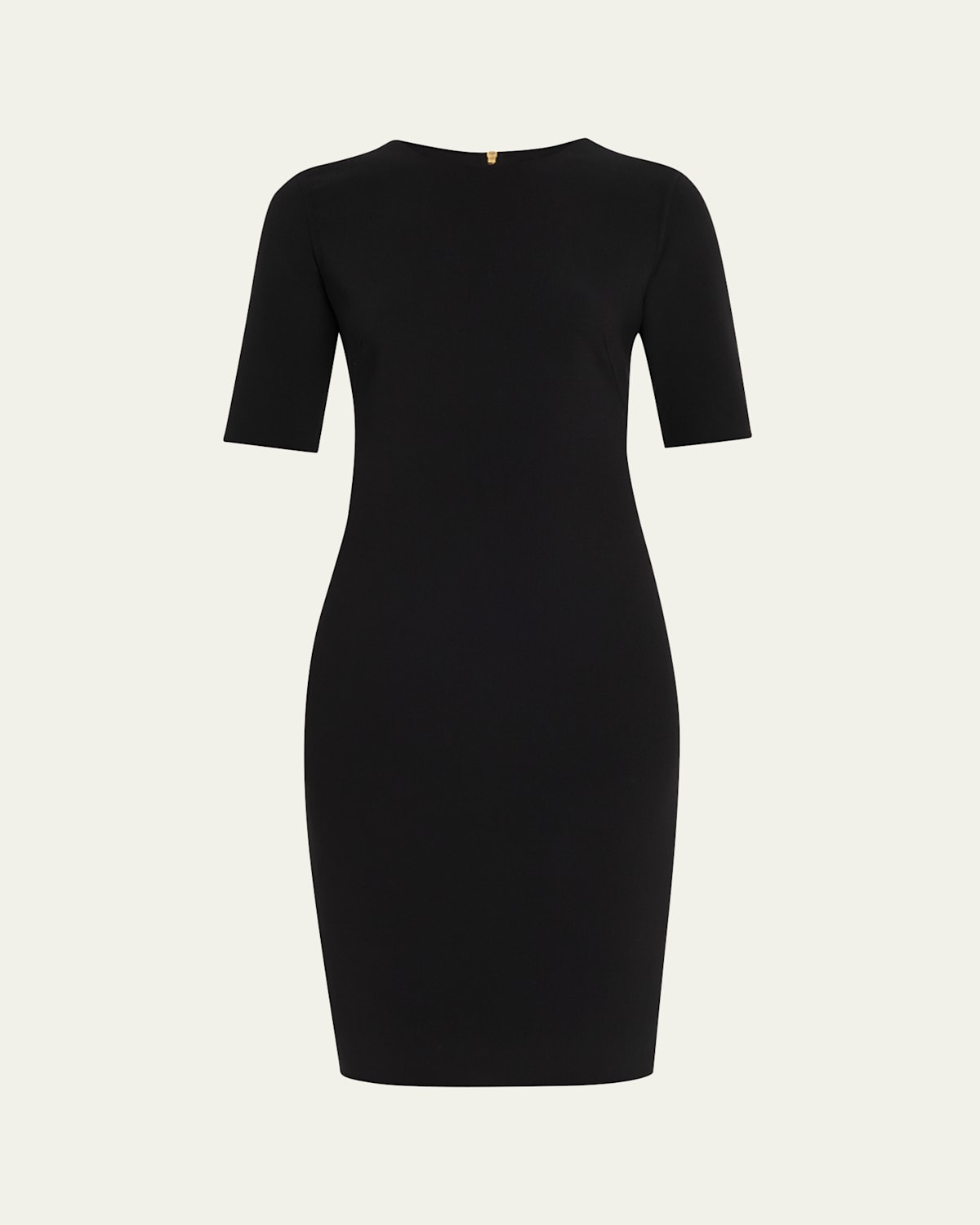 Giorgio Armani Short-sleeve Wool Crepe Stretch Dress In Black