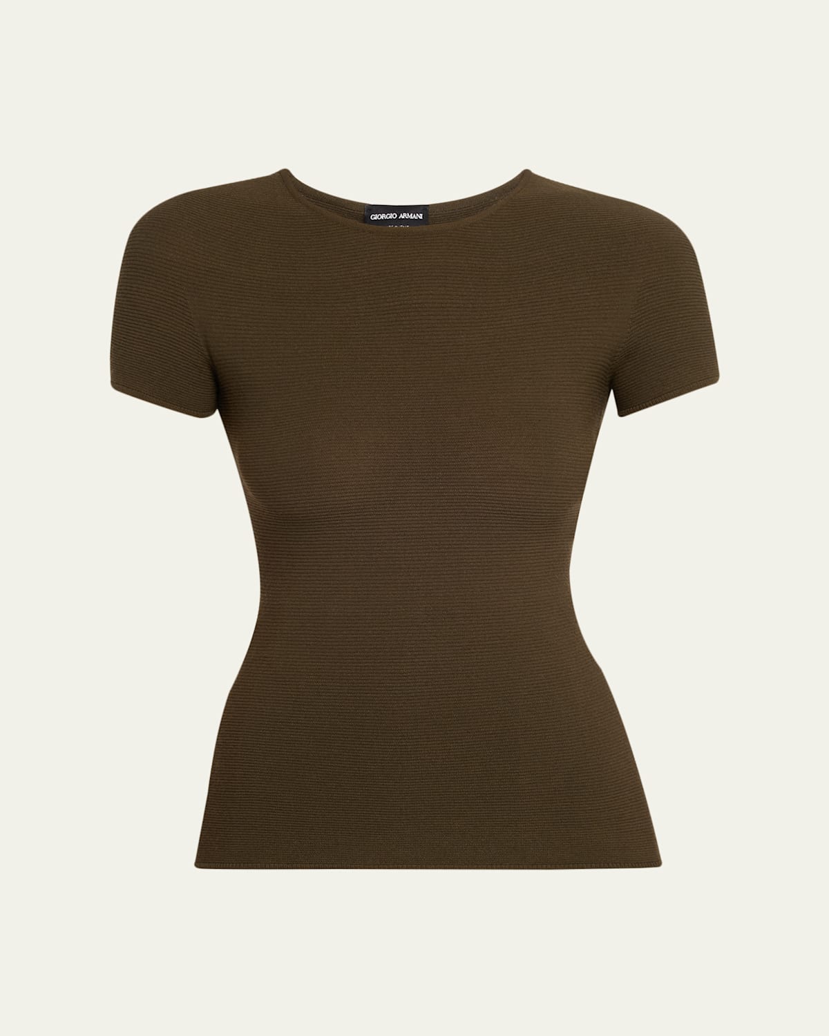 Giorgio Armani Ottoman Knit Fitted Short-sleeve T-shirt In Brown