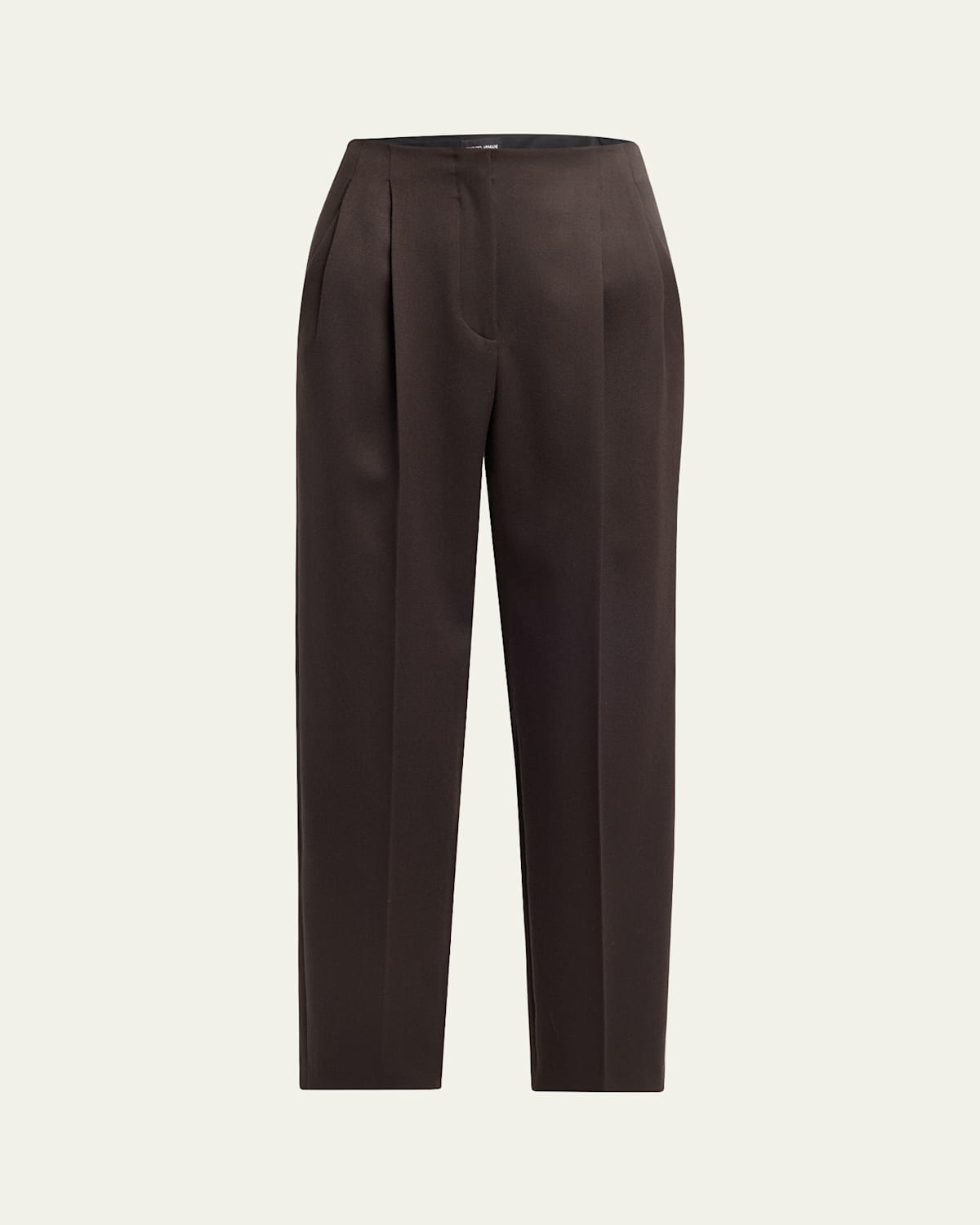 Giorgio Armani Pleated Wool Straight-leg Ankle Trousers In Black
