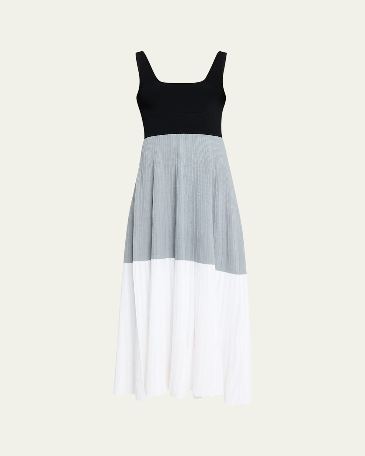 Maria Mcmanus Color Block Square-neck Midi Dress In Black