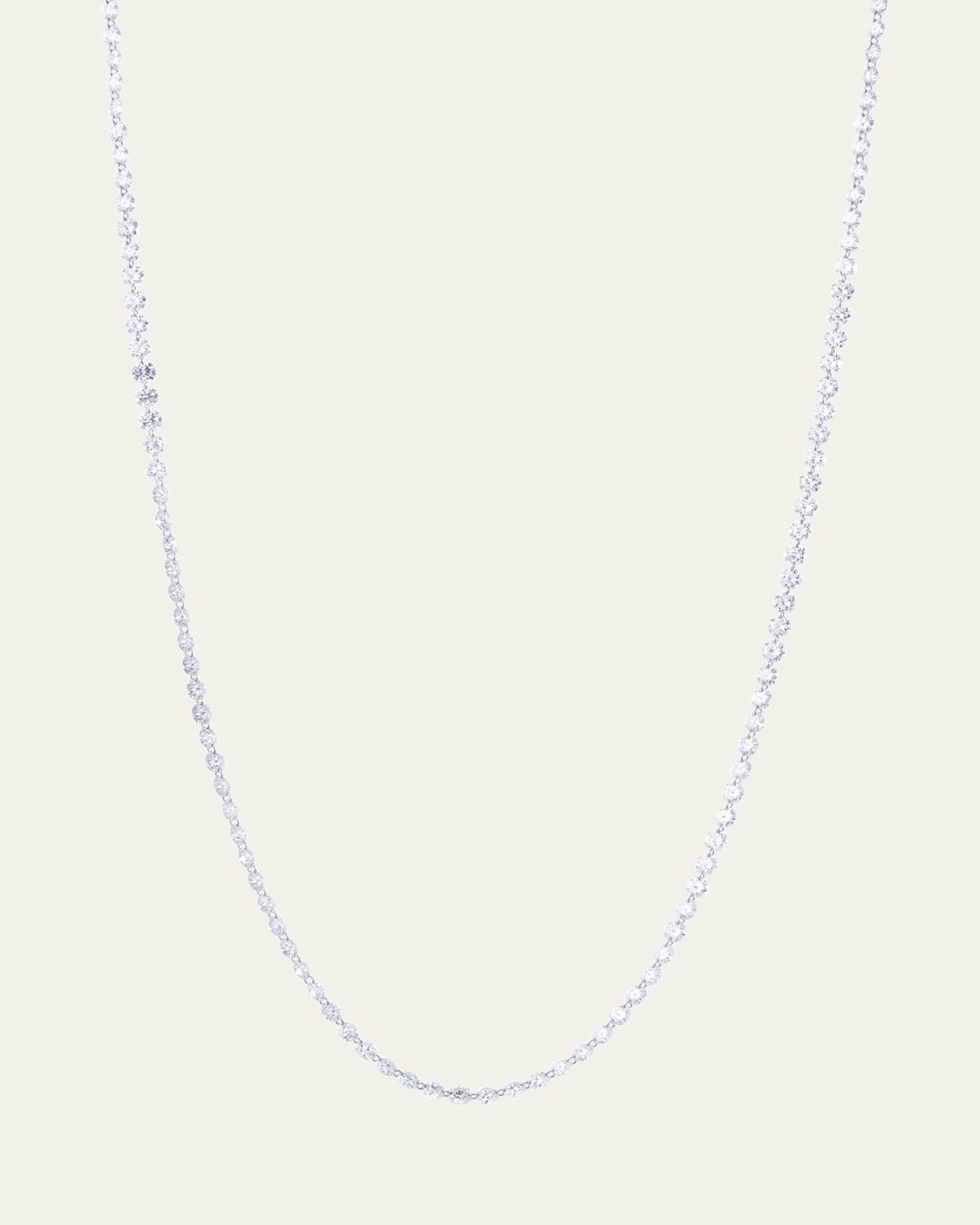 18K White Gold Diamond Pierced Stone Necklace, 15.5"L